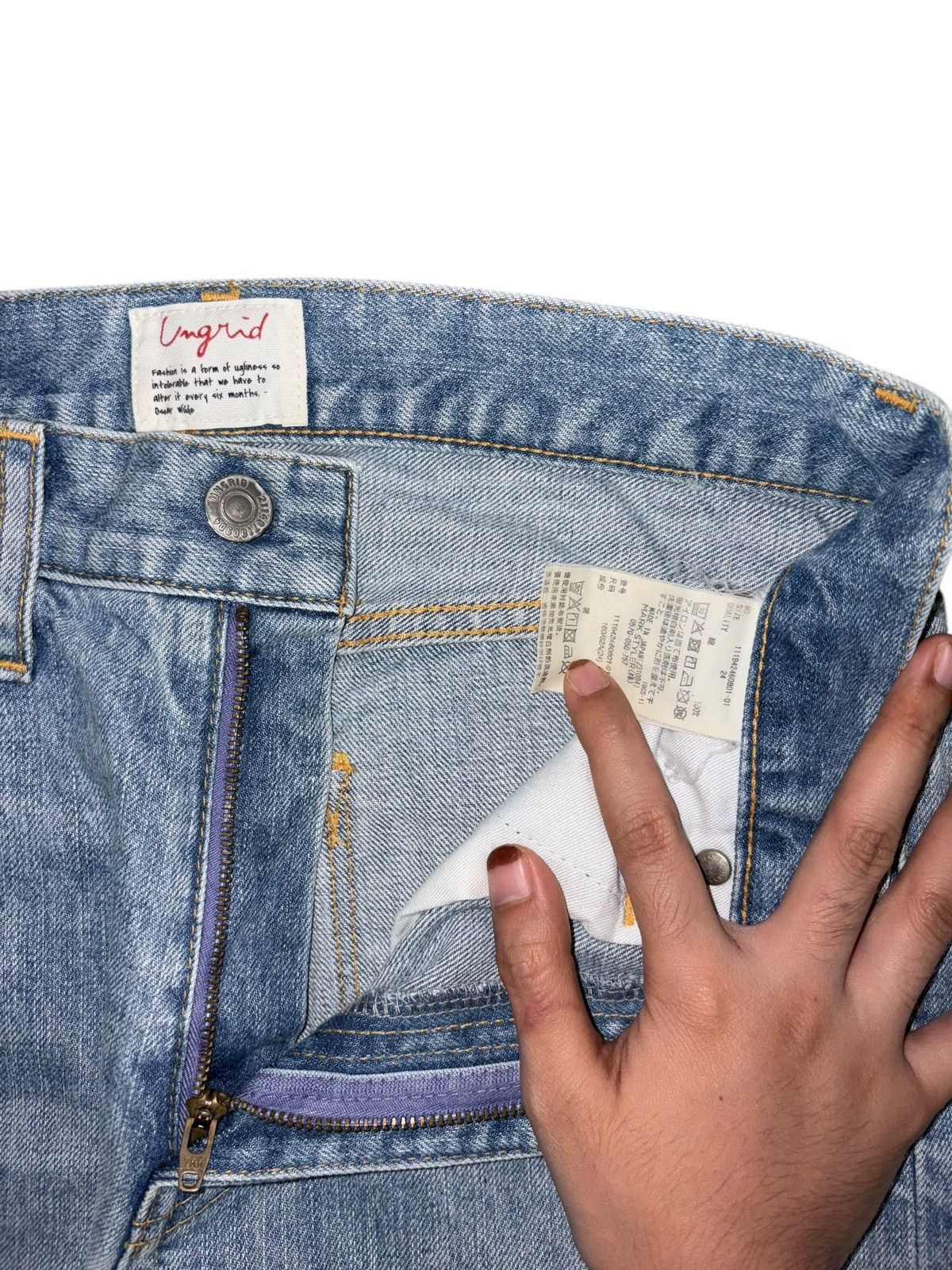 Hysteric Glamour Vintage Japanese Ungrid Faded Wash Distress Flare Jeans Size 28" / US 6 / IT 42 - 5 Thumbnail