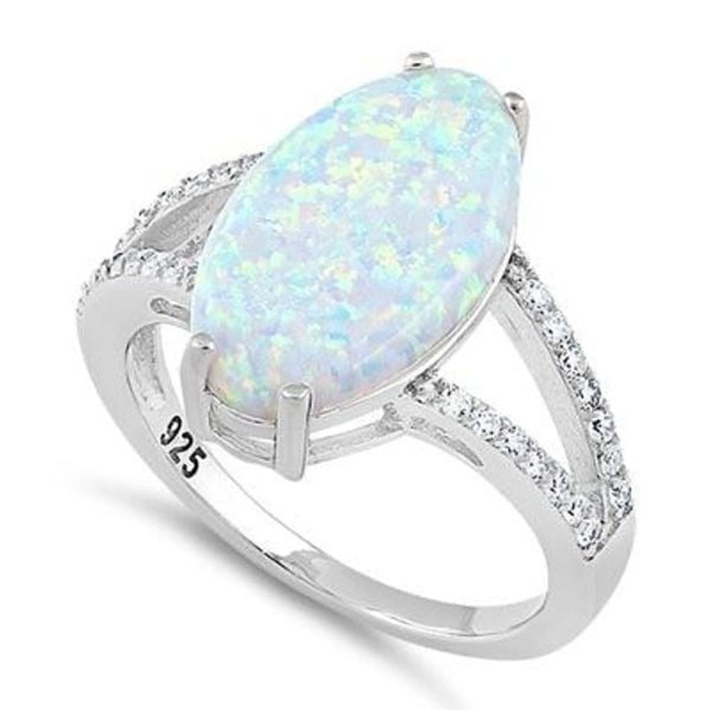 Other New Sterling Silver Marquise White Lab Opal Ring Size 7 Size ONE SIZE - 1 Thumbnail