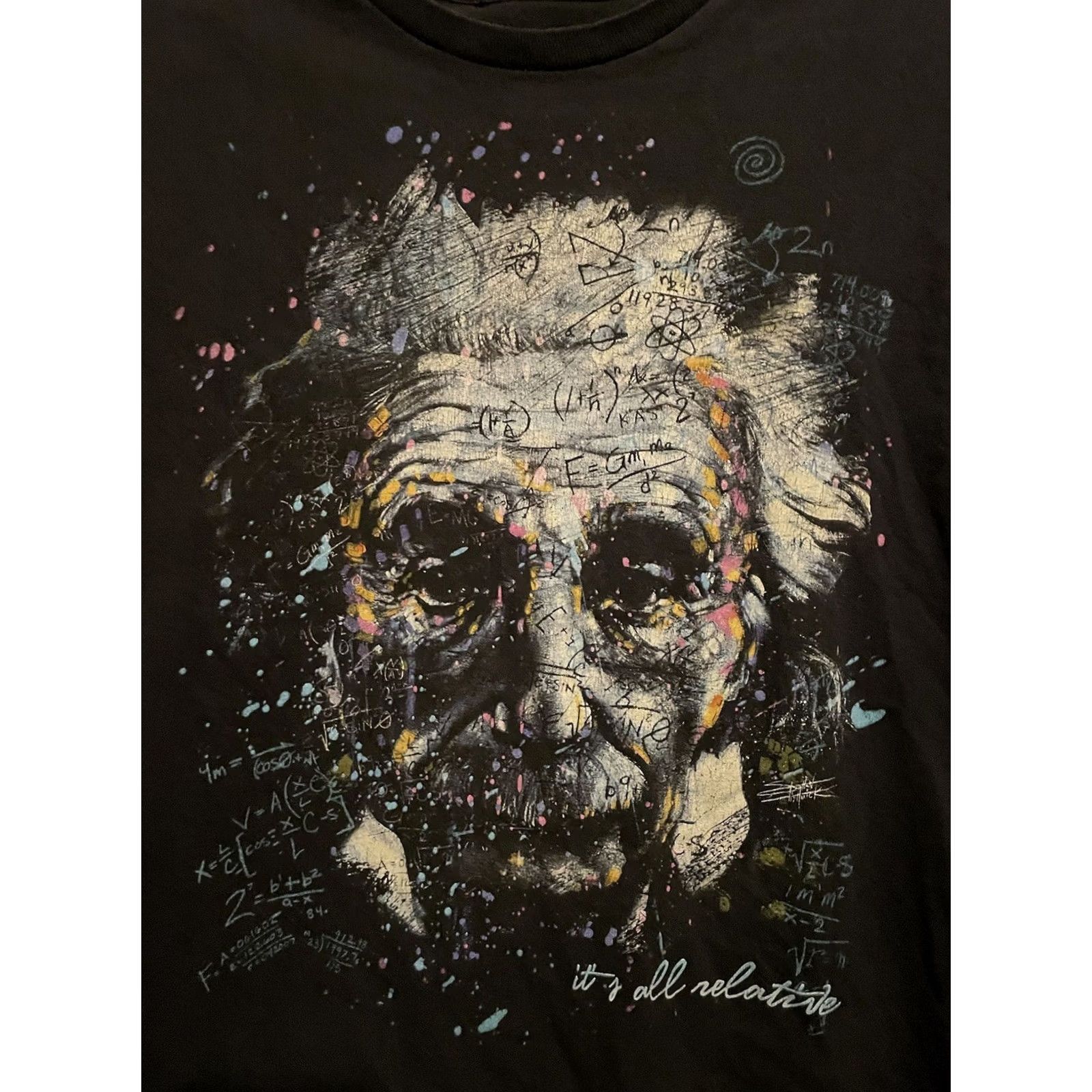 Vintage All Albert Einstein It’s All Relative Black T-shirt XL Crew Neck Cotton Jersey Short Sleeve Men Regular Fit Vintage No Size US XL / EU 56 / 4 - 2 Thumbnail