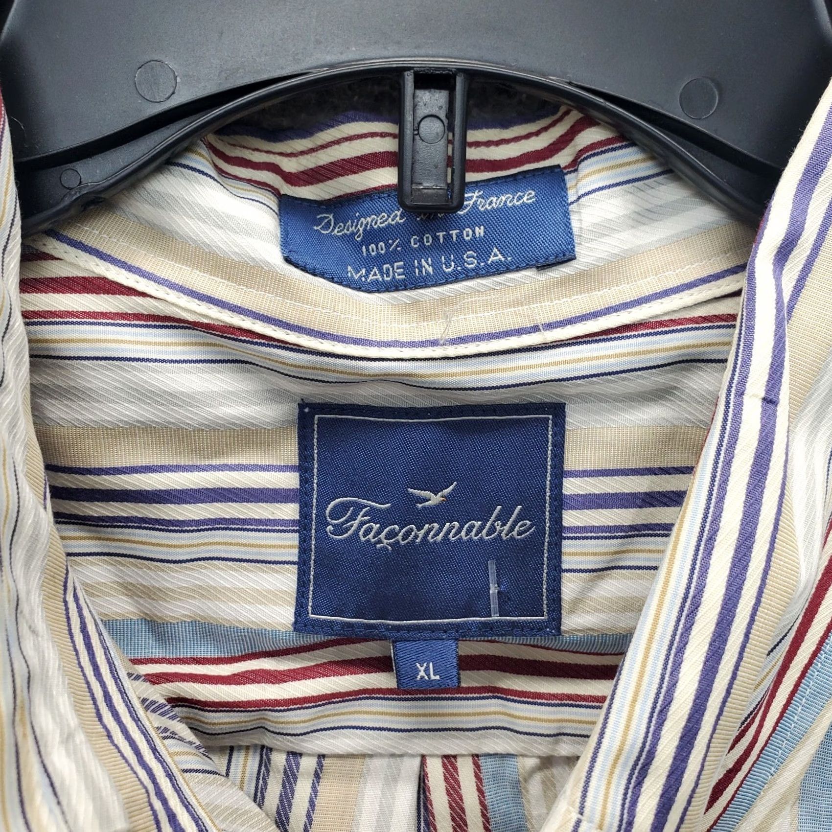 Faconnable Façonnable Shirt Mens XL Multicolor Striped Chest Pocket Button Down Collared Shirt Size US XL / EU 56 / 4 - 6 Thumbnail