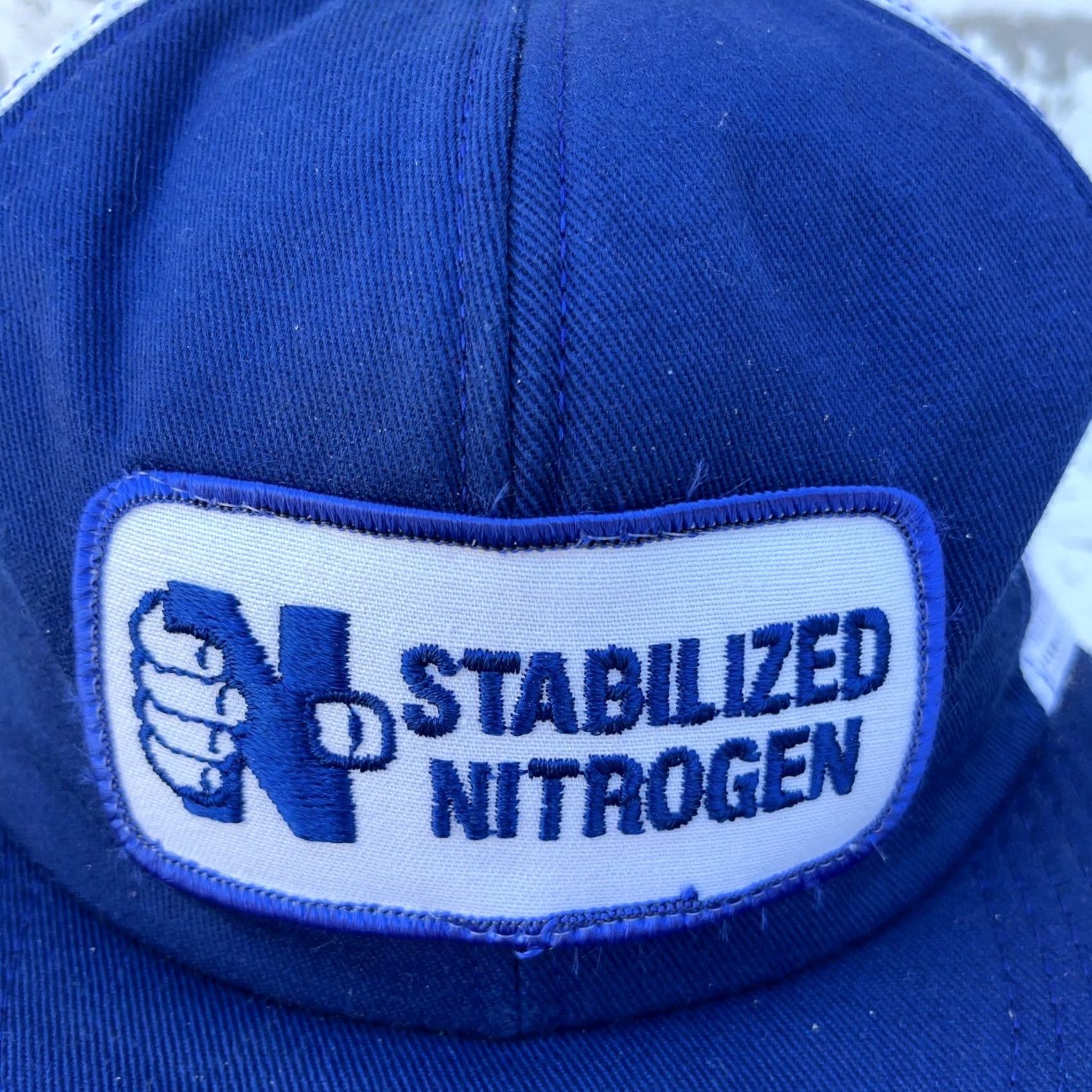 GAS VINTAGE M&B Headwear Trucker Hat Cap Snap Back Blue White USA Made 80s 90s Patch Farm Gas CC Adult Men Size ONE SIZE - 3 Thumbnail