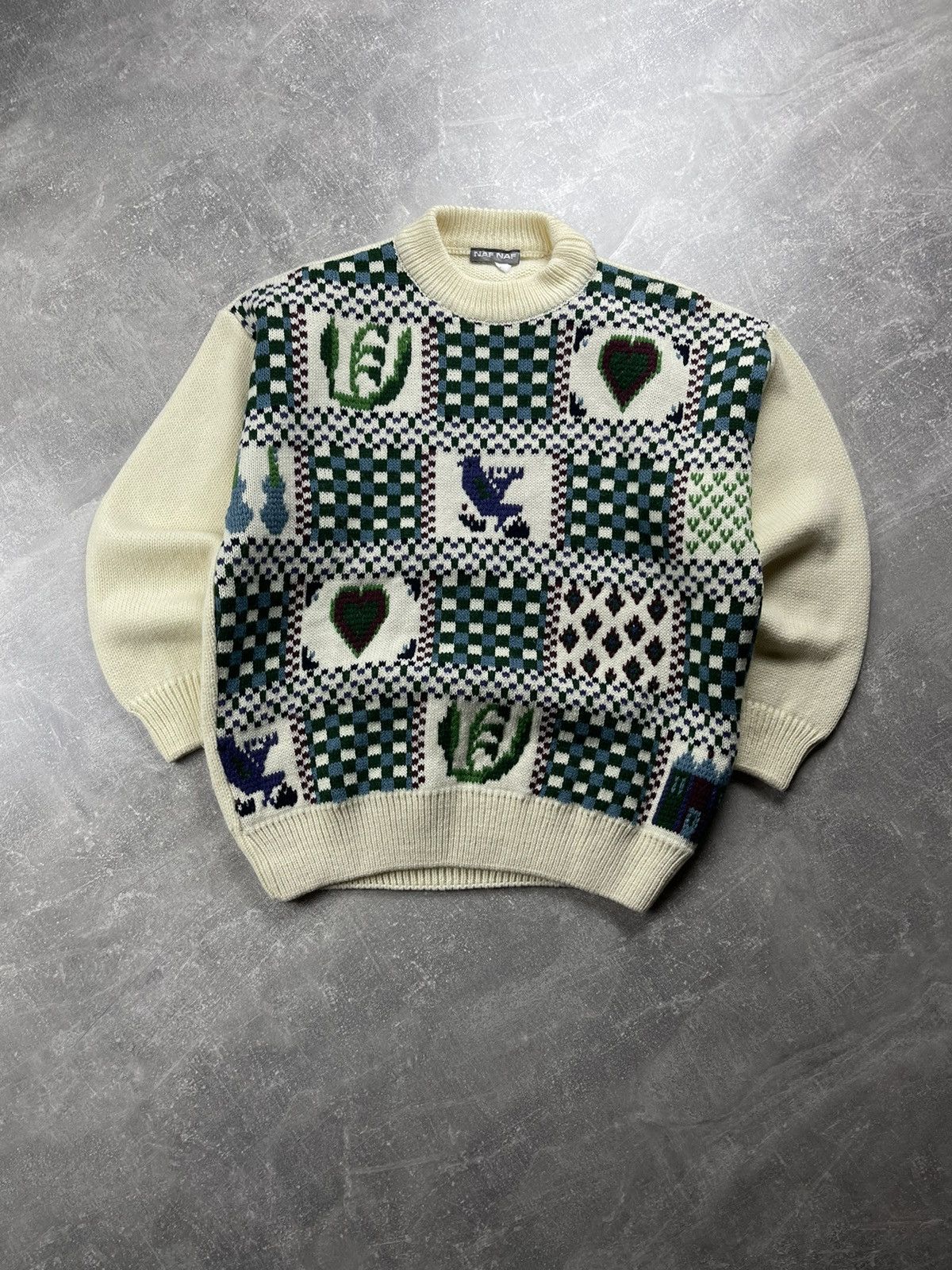 Vintage NAF NAF Vintage Patterned Knit Sweater Graphic Jacquard Size S / US 4 / IT 40 - 1 Thumbnail