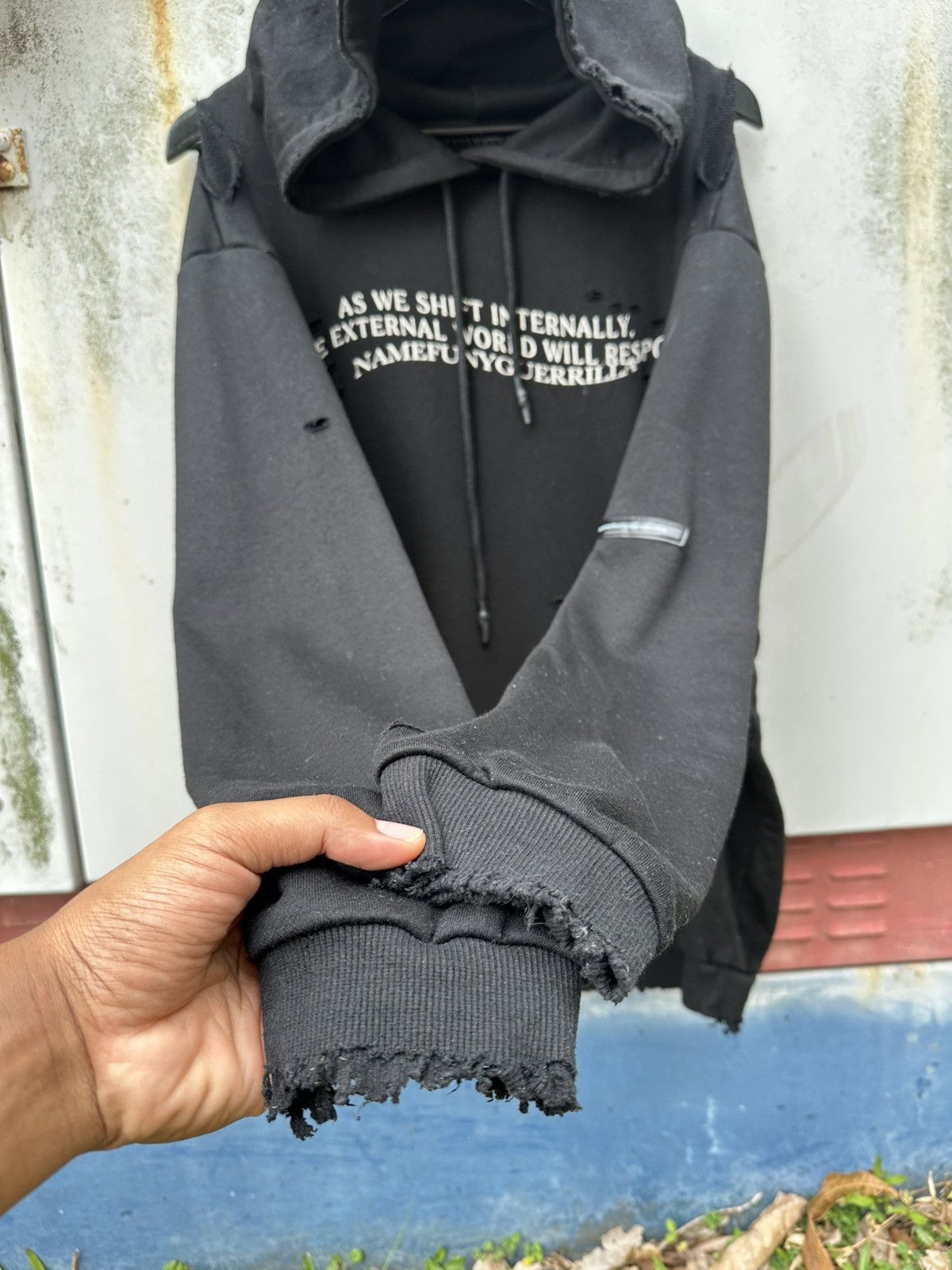 Vintage 👹THRASHED Namefunyguerilla Nun Tees Hoodie Size US L / EU 52-54 / 3 - 7 Thumbnail