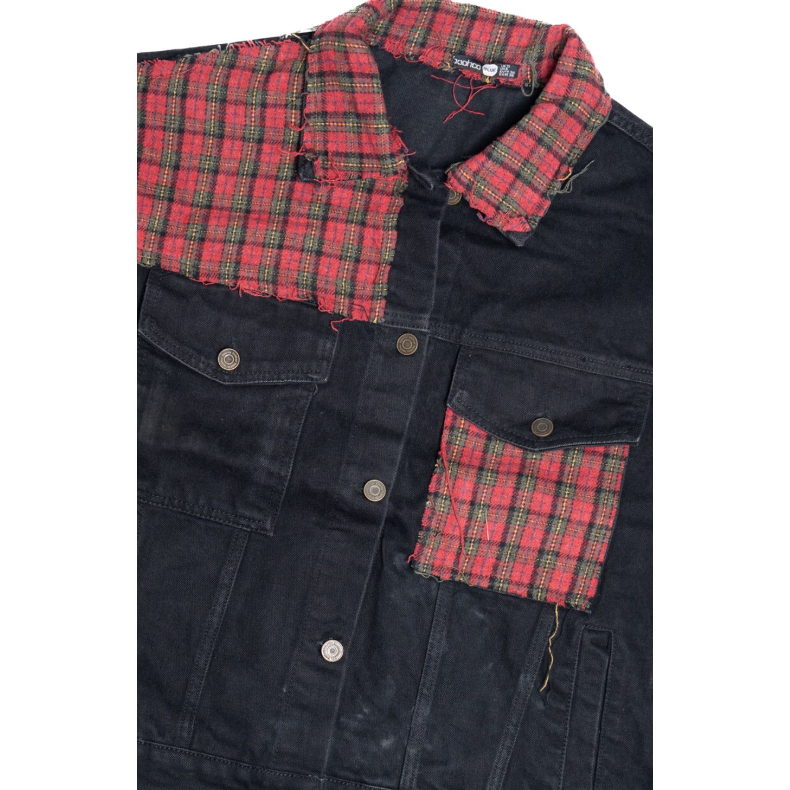 Boohoo VINTAGE Boohoo Upcycled Flannel & Harley Davidson Back Patch Denim Jacket Shirt XX-Large Black Cotton Mens Size US XXL / EU 58 / 5 - 3 Thumbnail
