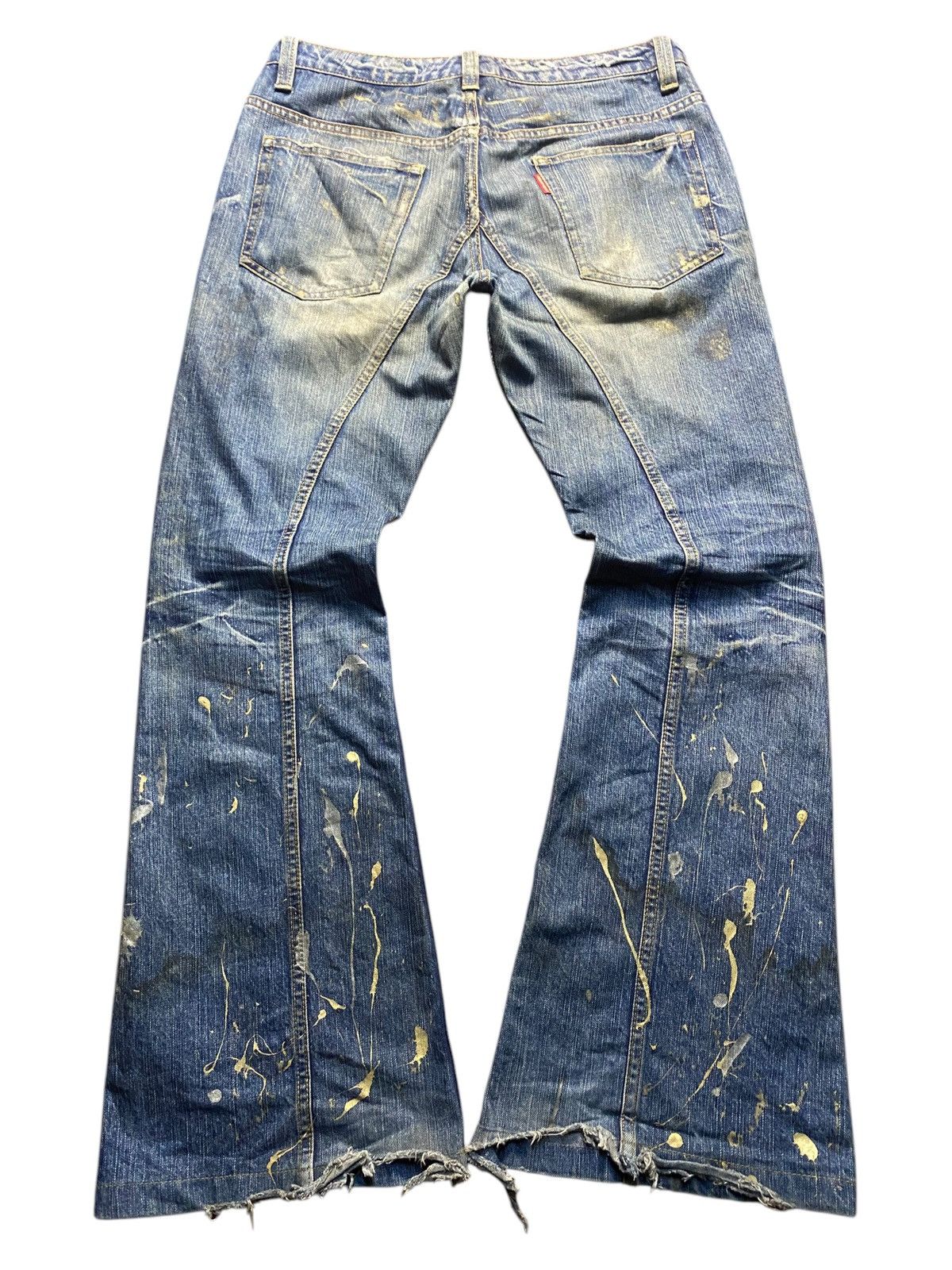Tornado Mart Tornado Mart Gold Splatter Flare Lace Up Jeans Size US 32 / EU 48 - 3 Thumbnail