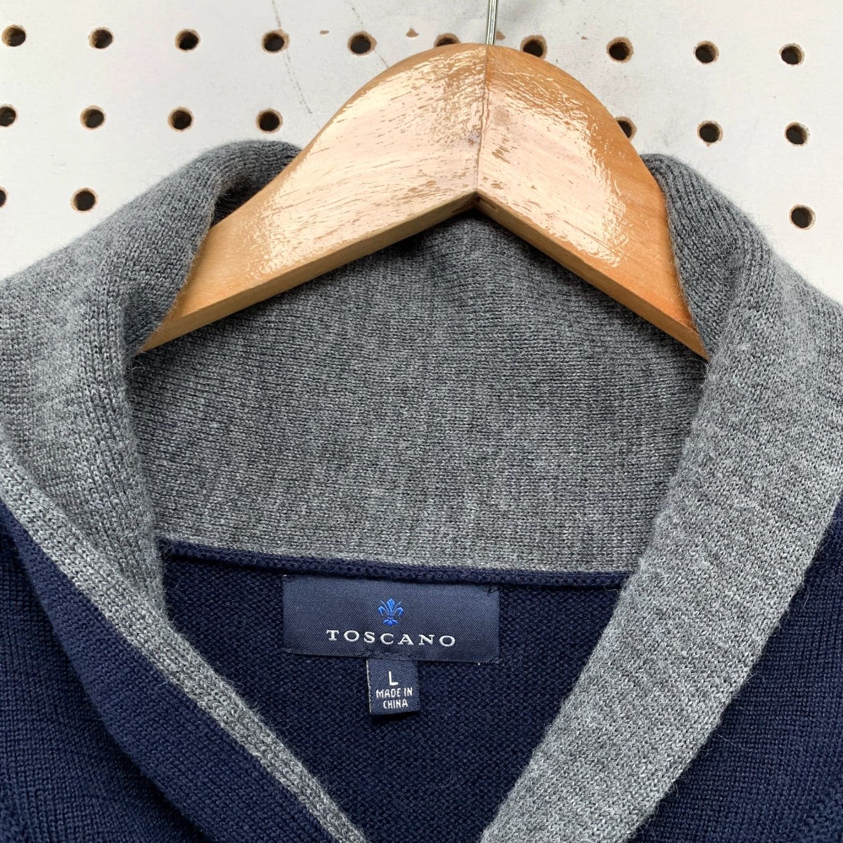 Vintage Toscano Merino Wool Sweater Mens Large Blue Shawl Collared Knit Soft Shirt Size US L / EU 52-54 / 3 - 4 Thumbnail