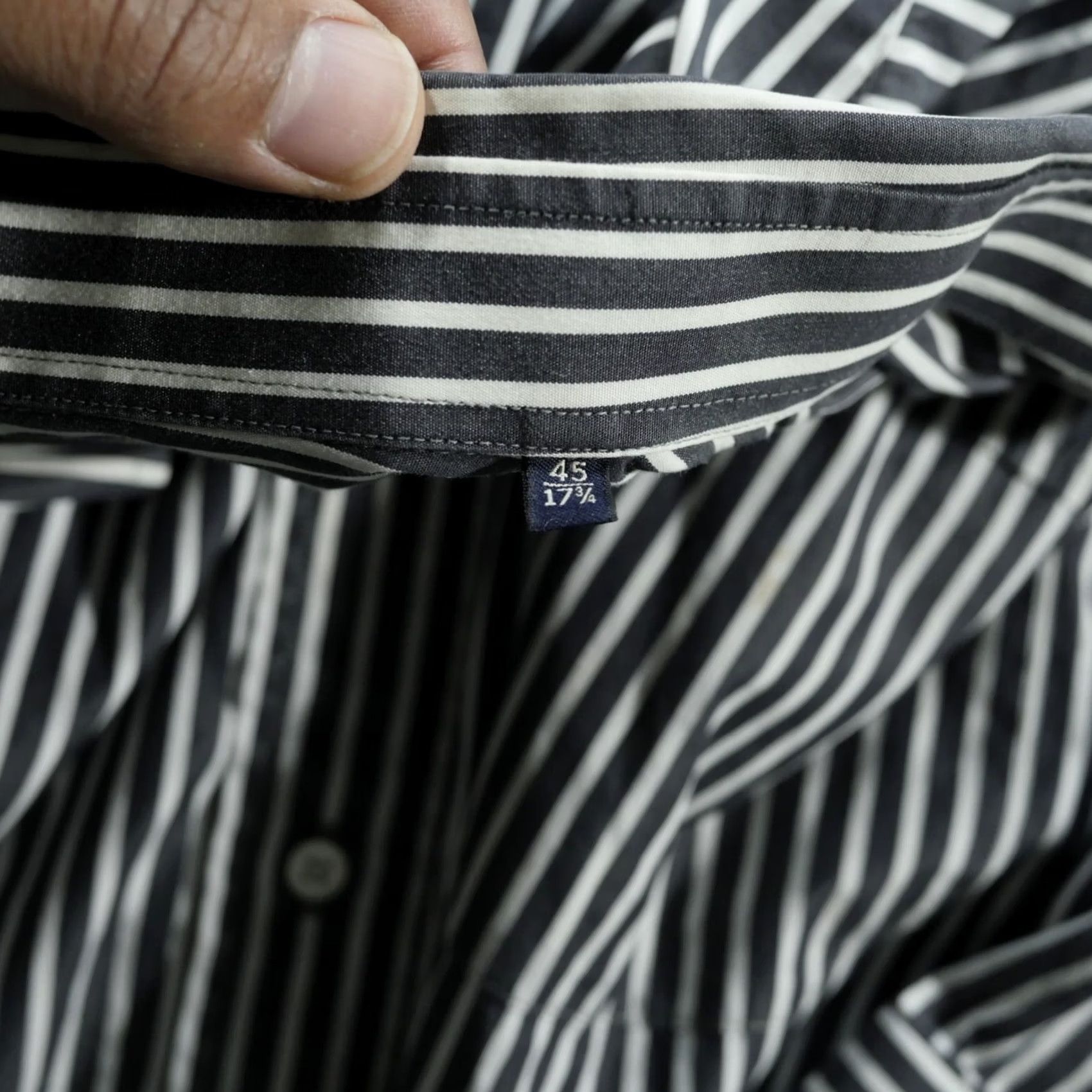 Canali Canali Shirt Mens 45 Black White Striped Barrell Cuffs Button-Down Italy Size US XXL / EU 58 / 5 - 7 Thumbnail
