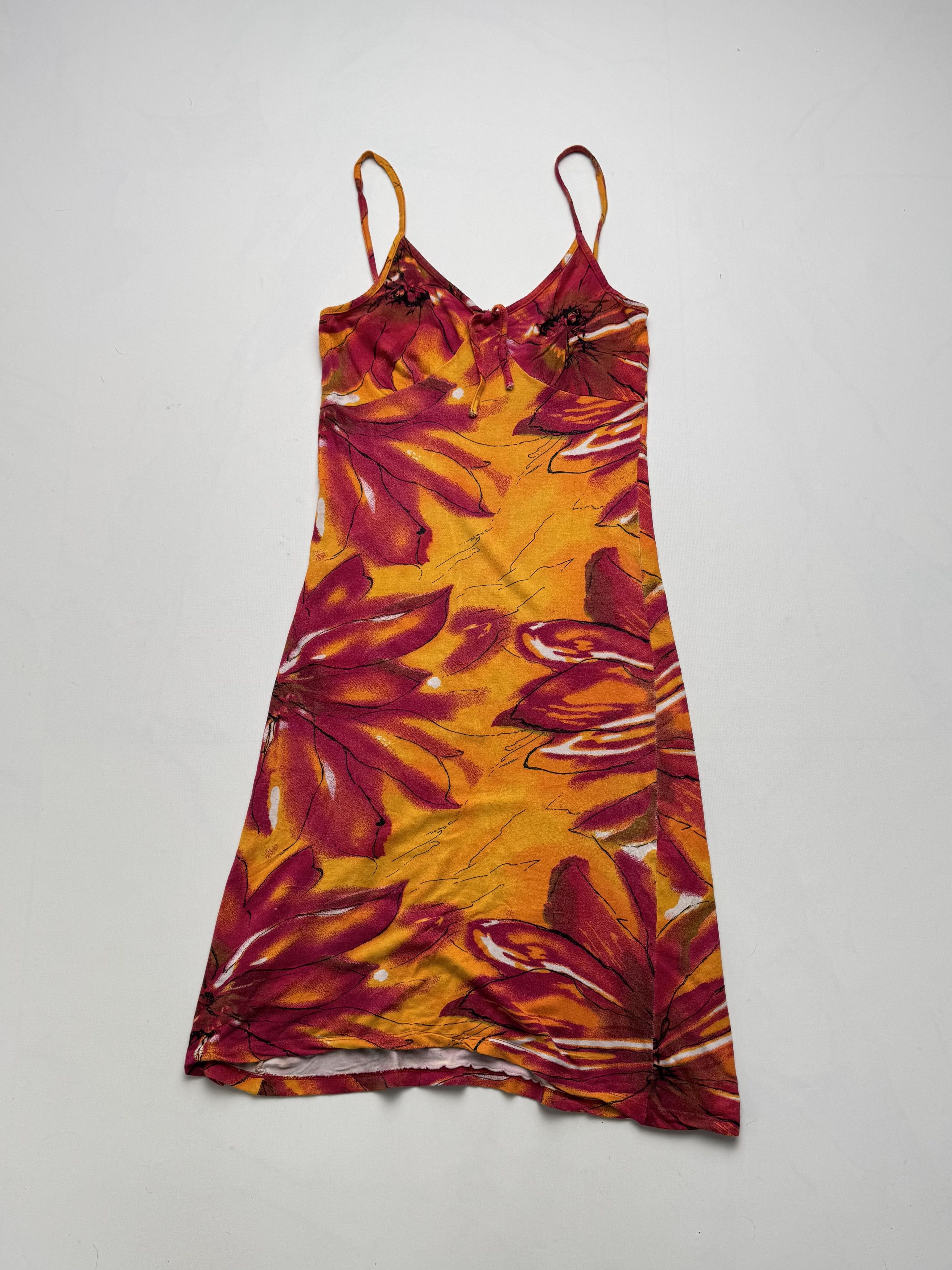 Vintage Vintage Floral Dress Orange Red Strappy Slip Mini SundressE Size XS / US 0-2 / IT 36-38 - 1 Thumbnail