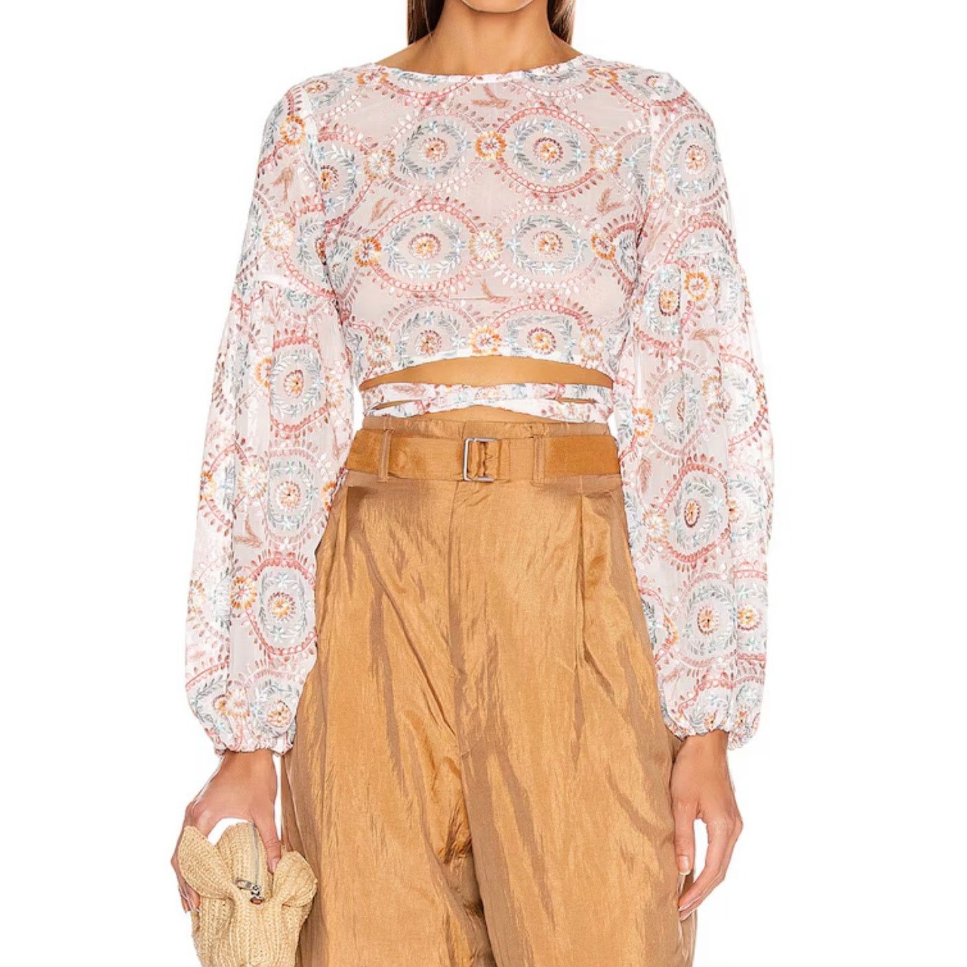 Other Atoir Love Crop Top Embroidered Boho Wrap Tie Size S #0509 Size S / US 4 / IT 40 - 1 Thumbnail