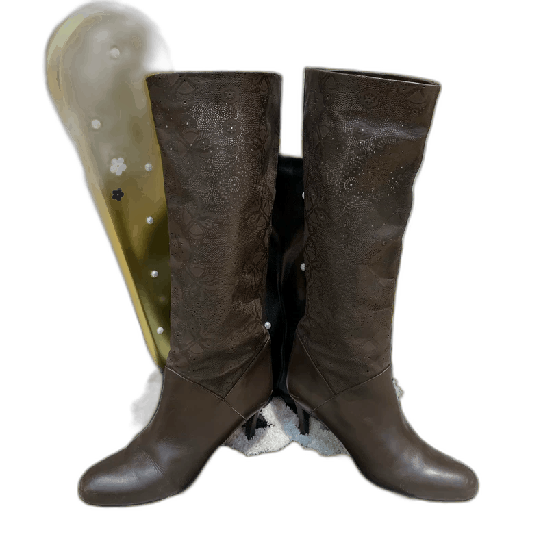 Bally High Heel Brown Decorative Long Boots-2505