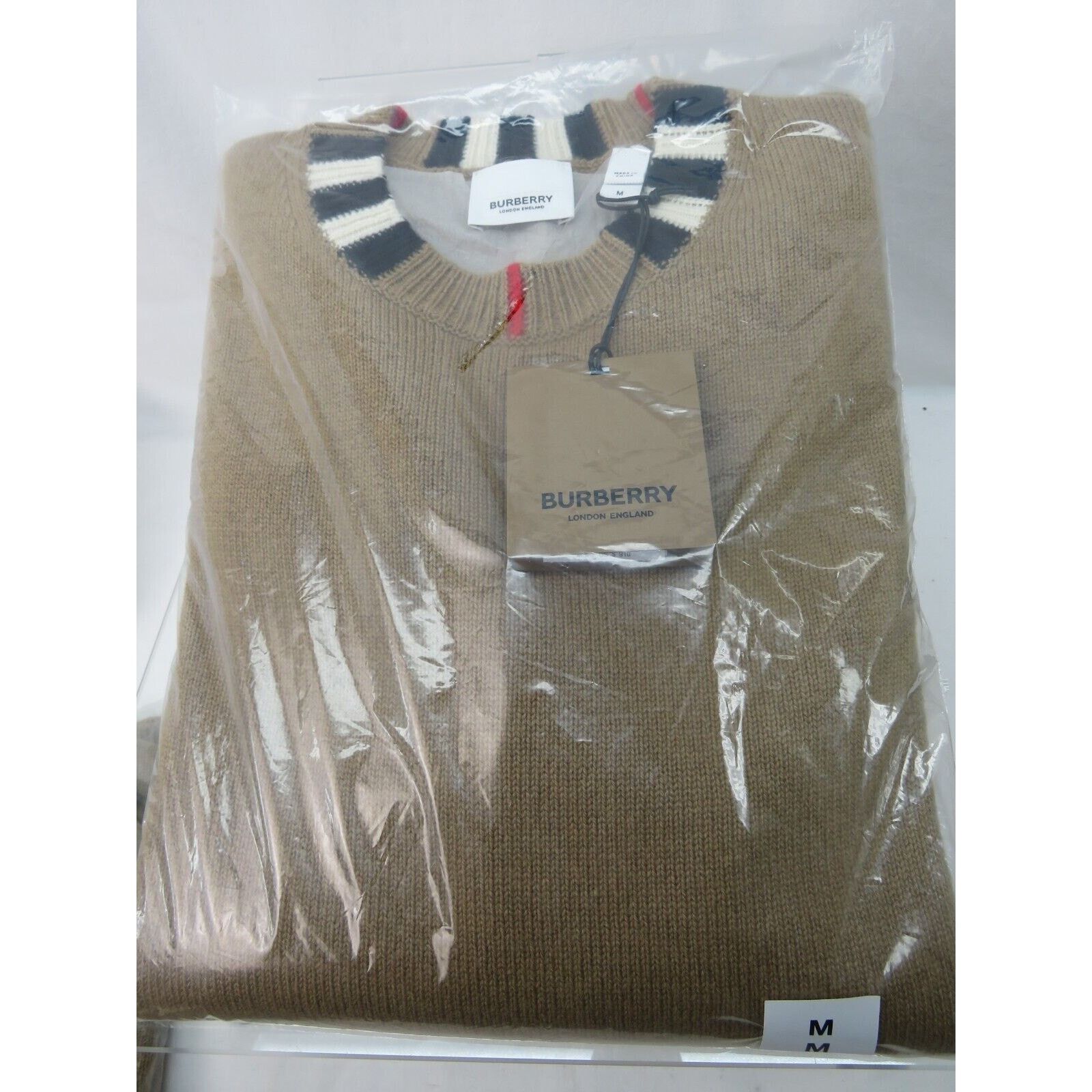 Burberry BURBERRY BEIGE WOOL CASHMERE CHECK LOGO PULLOVER SWEATER M Size M / US 6-8 / IT 42-44 - 3 Thumbnail