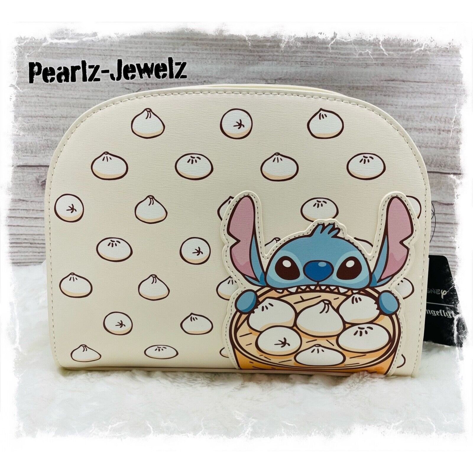 image of Disney Loungefly Lilo & Stitch Dumplings Scrump White Crossbody Pur, Women's