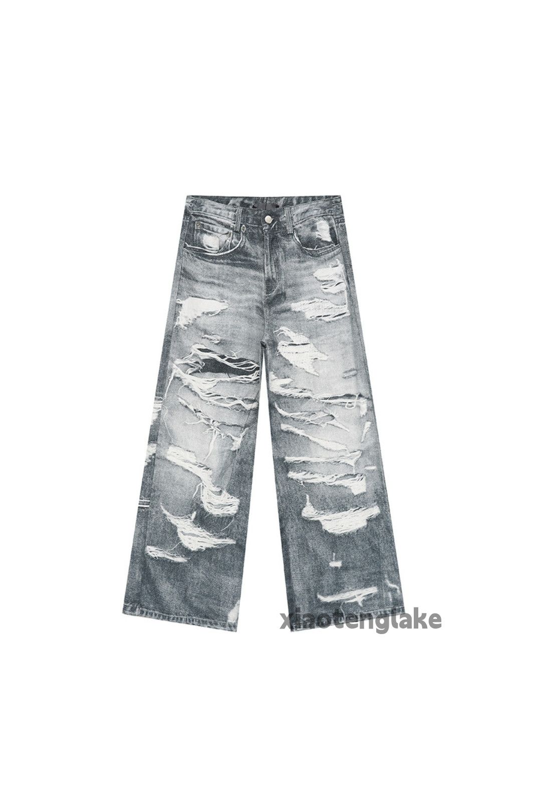 Jean × Vintage washed faded skate hiphop pattern damaged baggy jeans Size US 30 / EU 46 - 6 Thumbnail