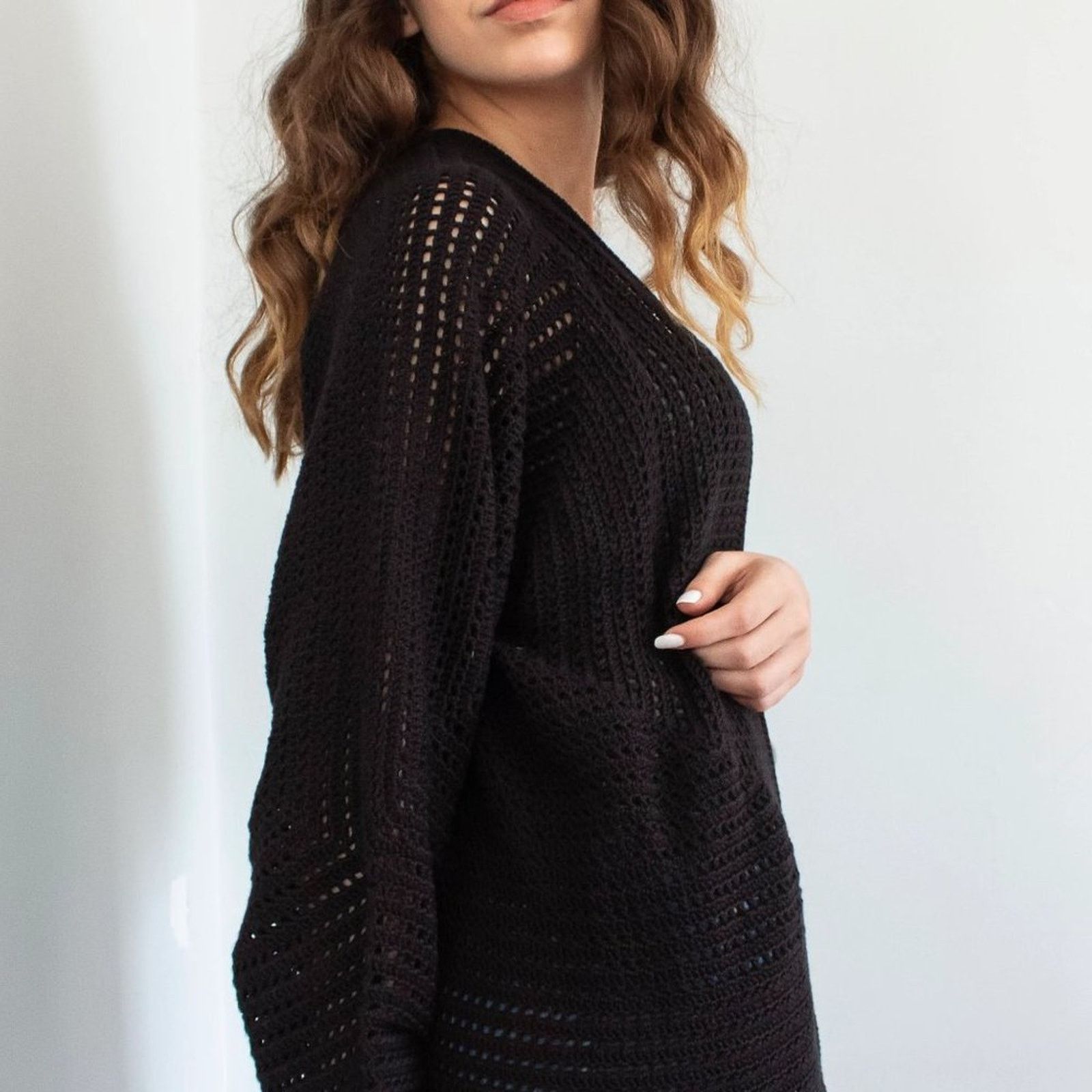 Gap GAP Women's Black Crotchet Knit Open Cardigan Sweater Sz S Size S / US 4 / IT 40 - 1 Thumbnail