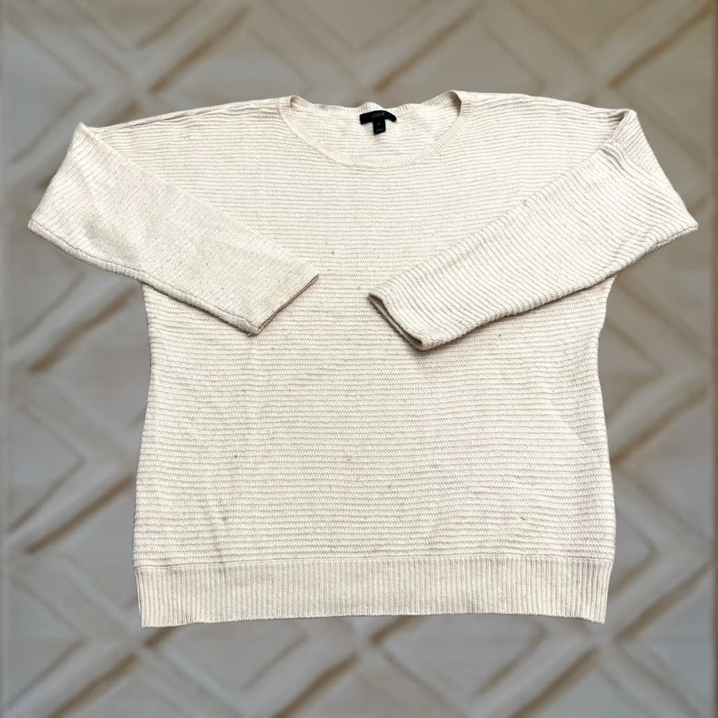J.Crew VINTAGE J. Crew Wool Blend Pullover Sweater Womens Small Beige Rib Stitch Dolman Sleeve Size S / US 4 / IT 40 - 1 Thumbnail