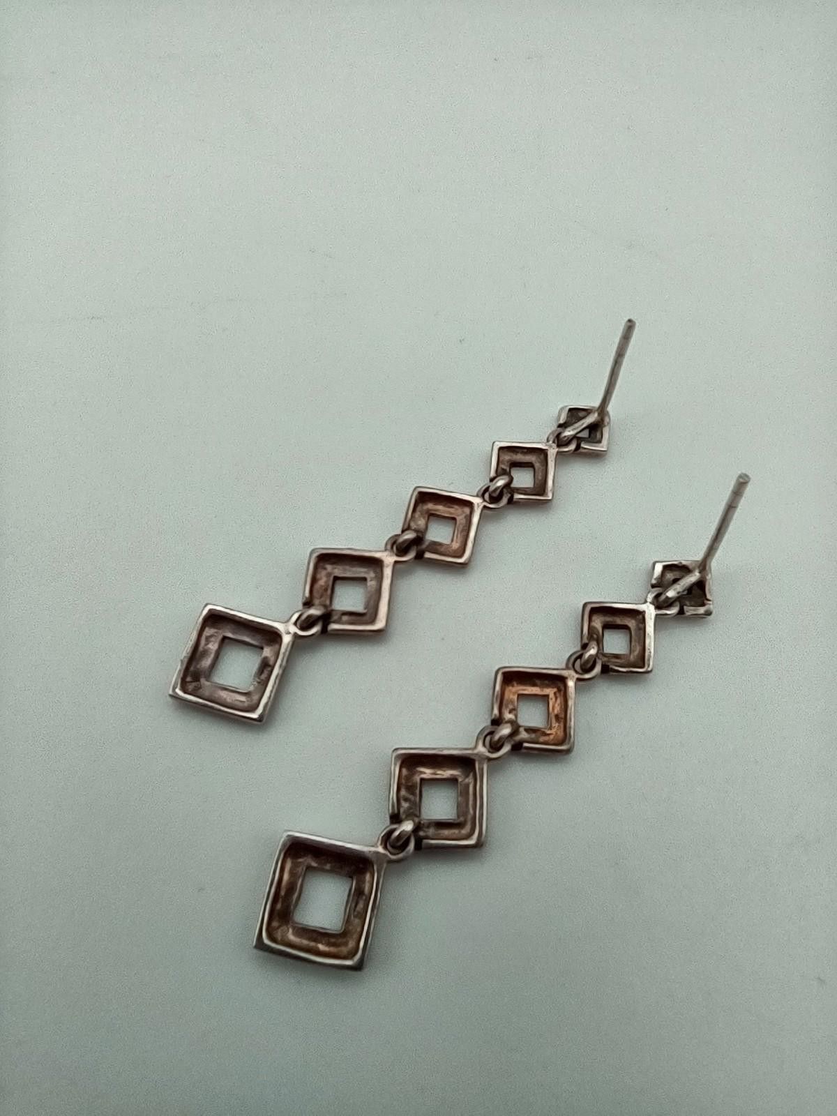 The Unbranded Brand Art Deco Sterling Silver Geometric Dangle Earrings Size ONE SIZE - 3 Thumbnail
