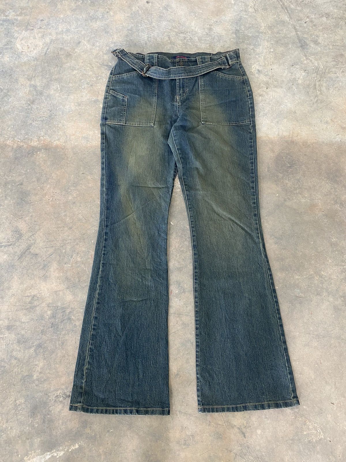 Hysteric Glamour × Japanese Brand × Le Grande Bleu (L.G.B.) Gloria Flare Jeans Mud wash Bondage 90s Punk Grunge Size US 32 / EU 48 - 1 Thumbnail