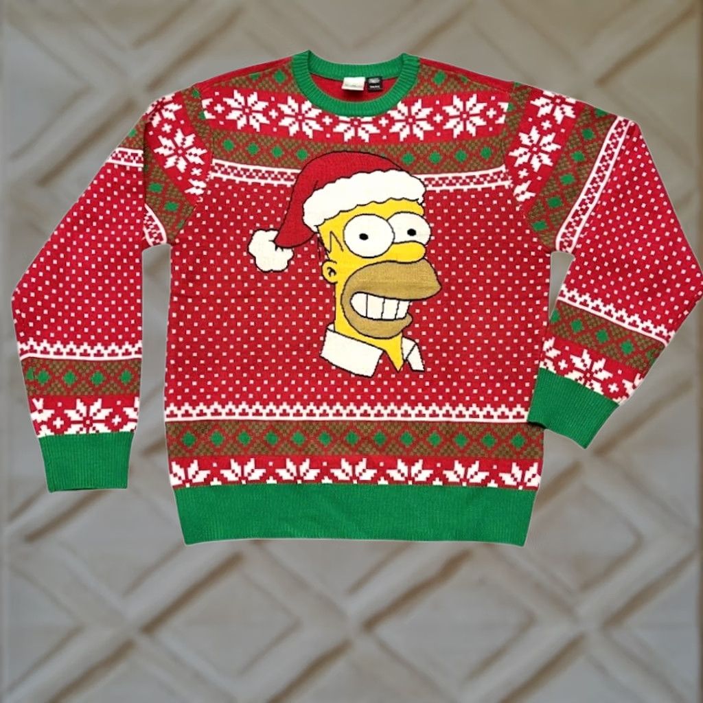Vintage VINTAGE The Simpsons Red Green Fair Isle Ugly Christmas Sweater Homer Santa Hat Size S Size US S / EU 44-46 / 1 - 1 Thumbnail