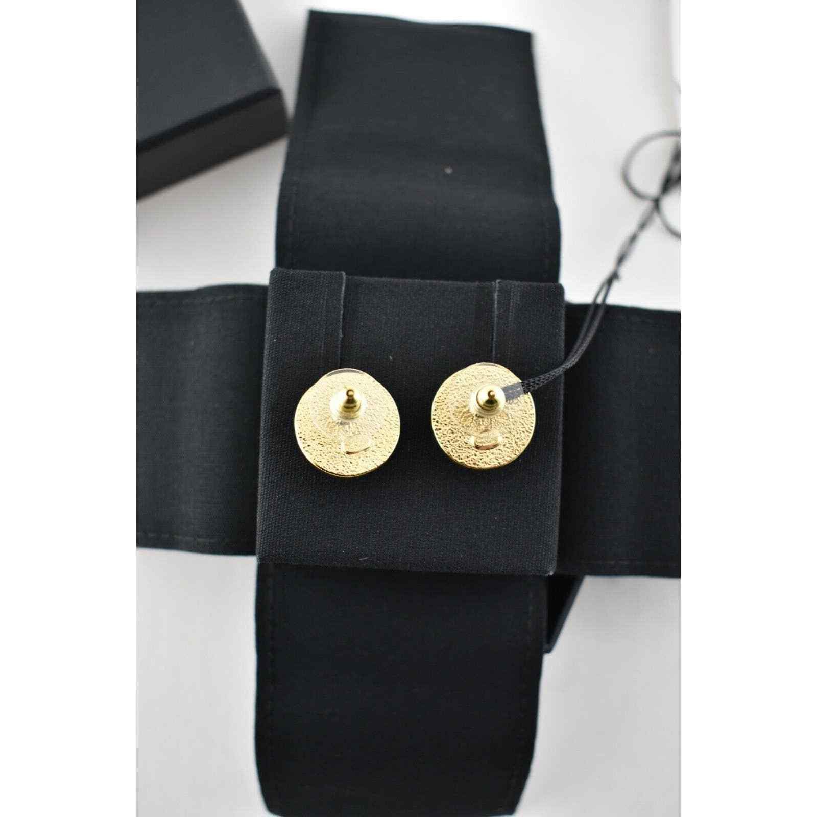 Chanel Chanel Gold Black Chain Link Dangle Statement Stud Earrings Size ONE SIZE - 9 Thumbnail