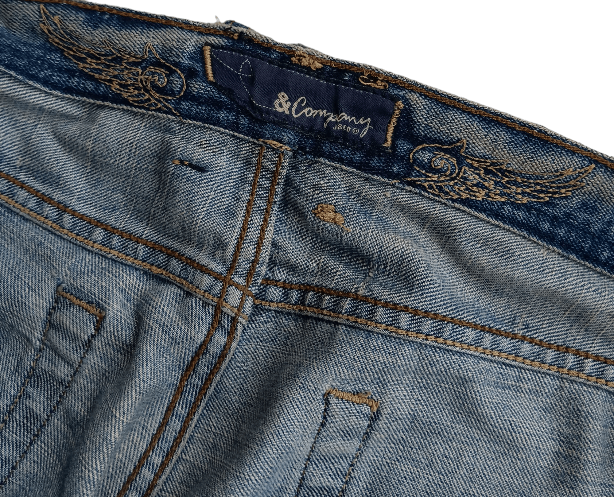 Japanese Brand J&COMPANY CROSS PATCH EMBROIDERY DENIM BOOTCUT Size US 33 - 10 Thumbnail