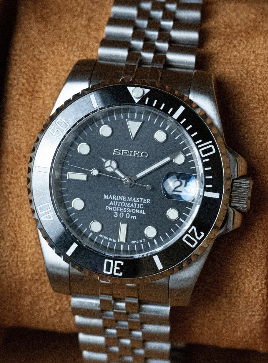 Japanese Brand Seiko Mod Submariner Date Black Jubilee Steel Watch NH35 Size ONE SIZE - 2 Thumbnail