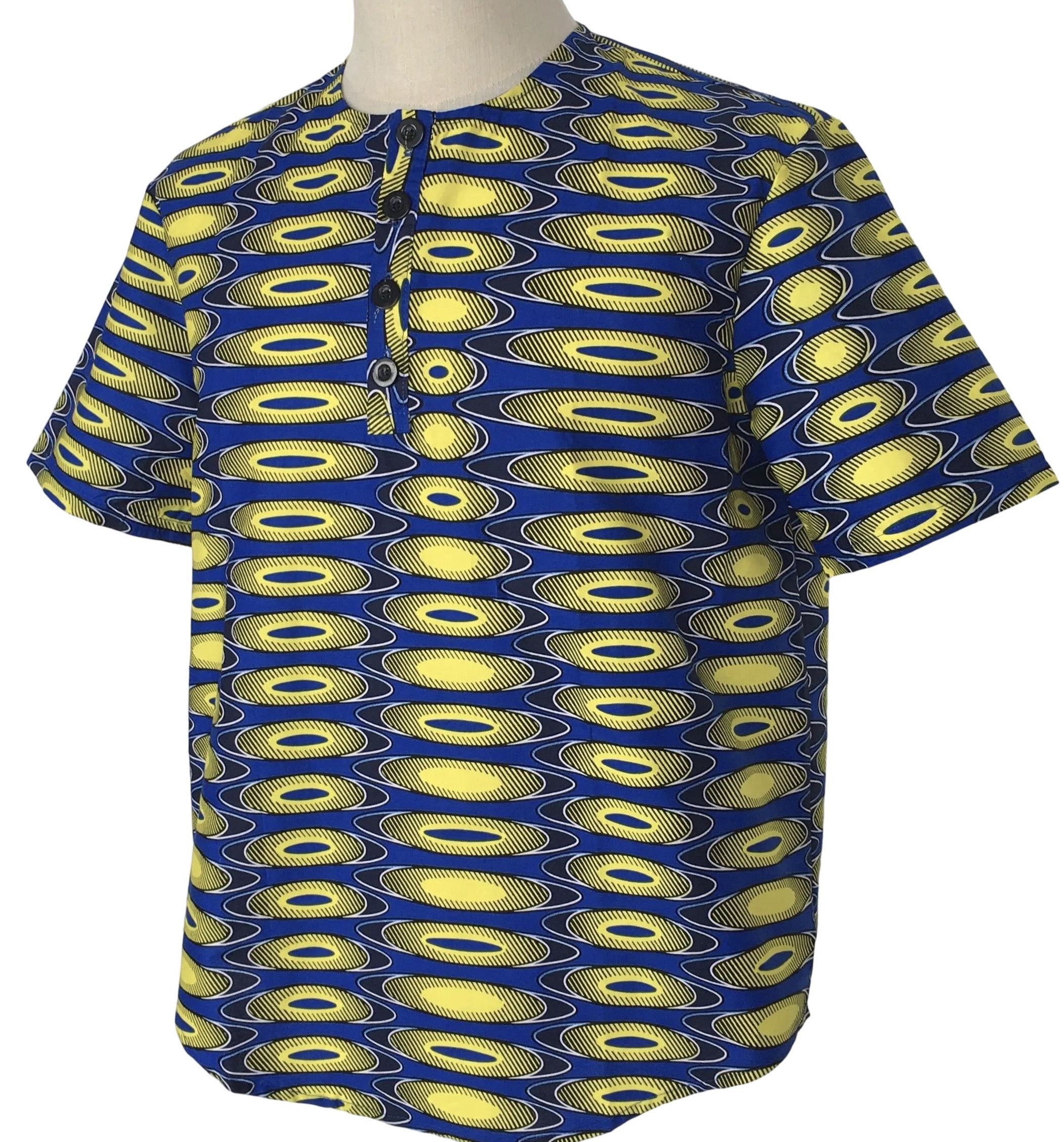 Other African Wax Print Round Neck Polo Shirt Short Sleeves Size US M / EU 48-50 / 2 - 3 Thumbnail