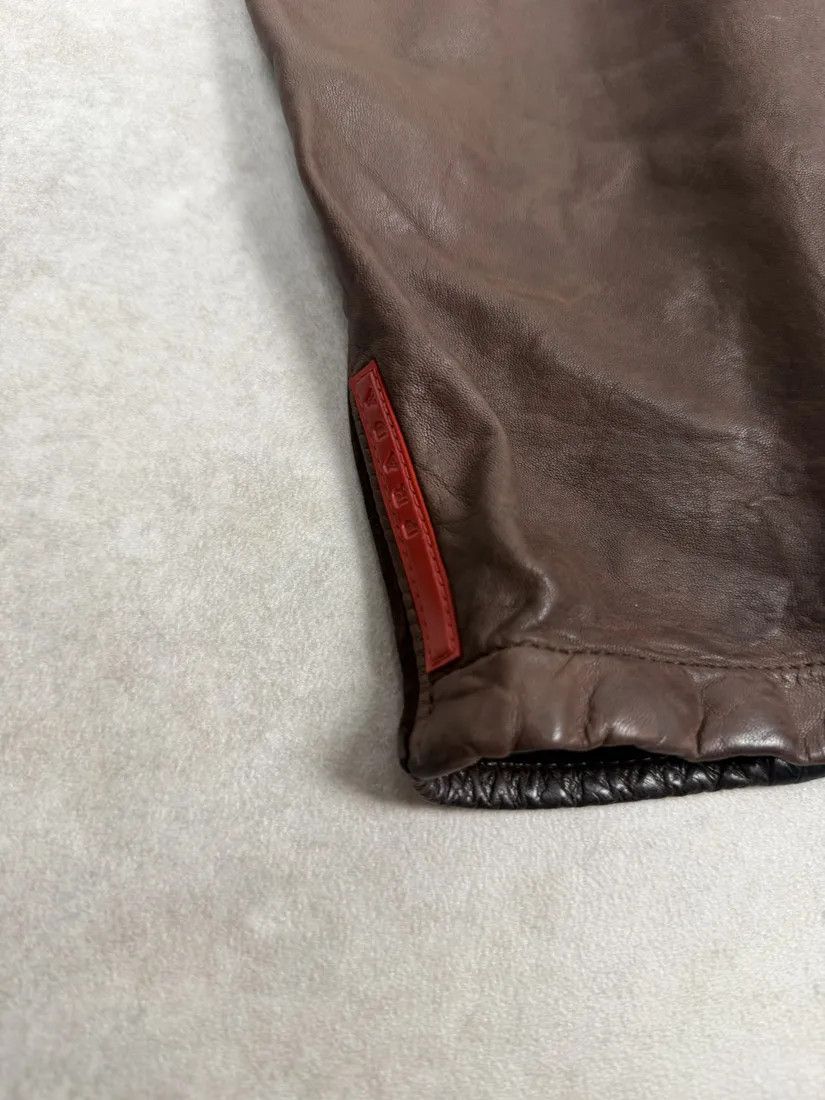 Prada AW2006 Prada Brown Hybrid Linea Rossa Leather Biker Jacket Size US S / EU 44-46 / 1 - 12 Thumbnail