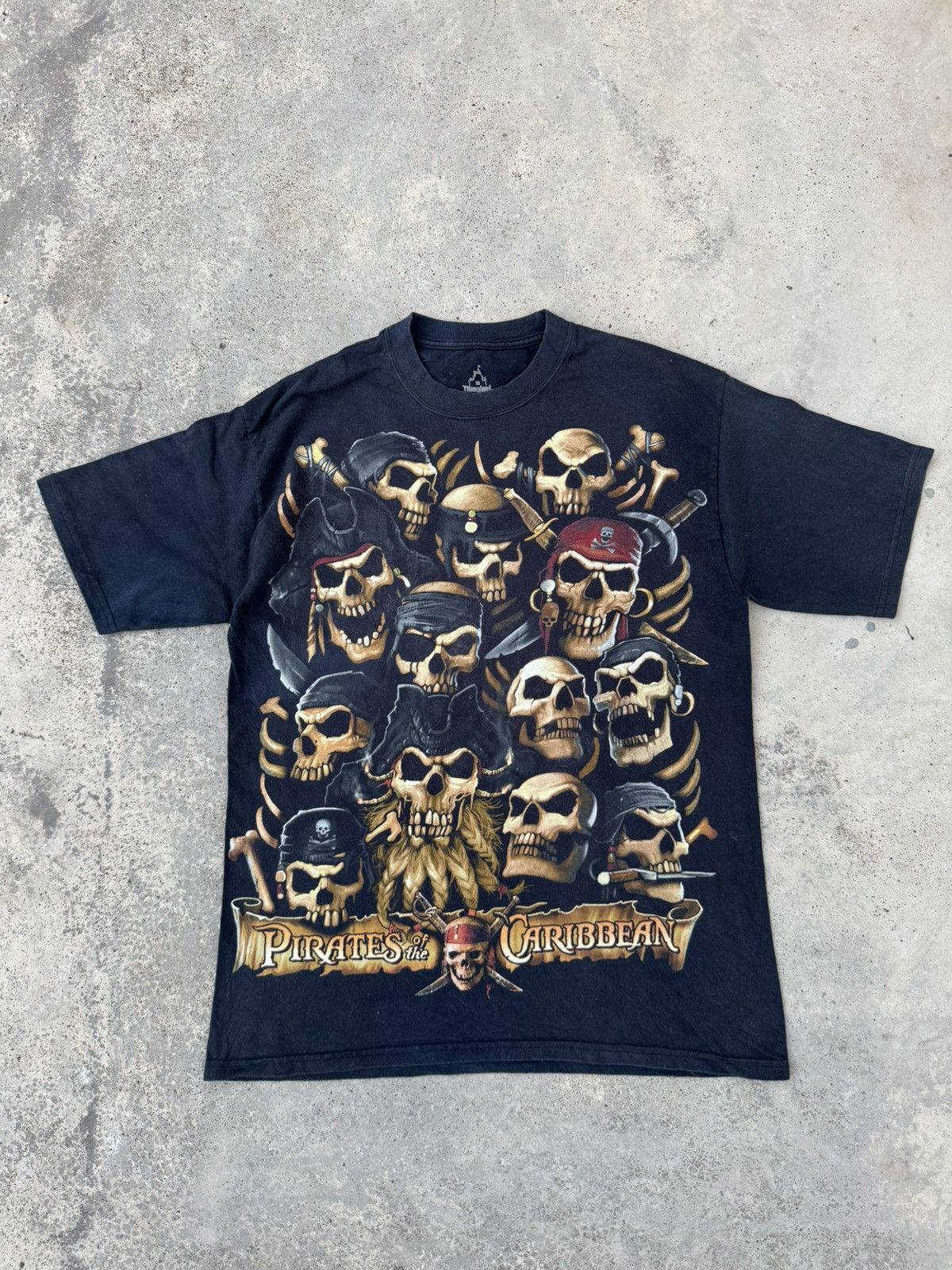 Pirate of the Carribeans Over Print Skull Tees
