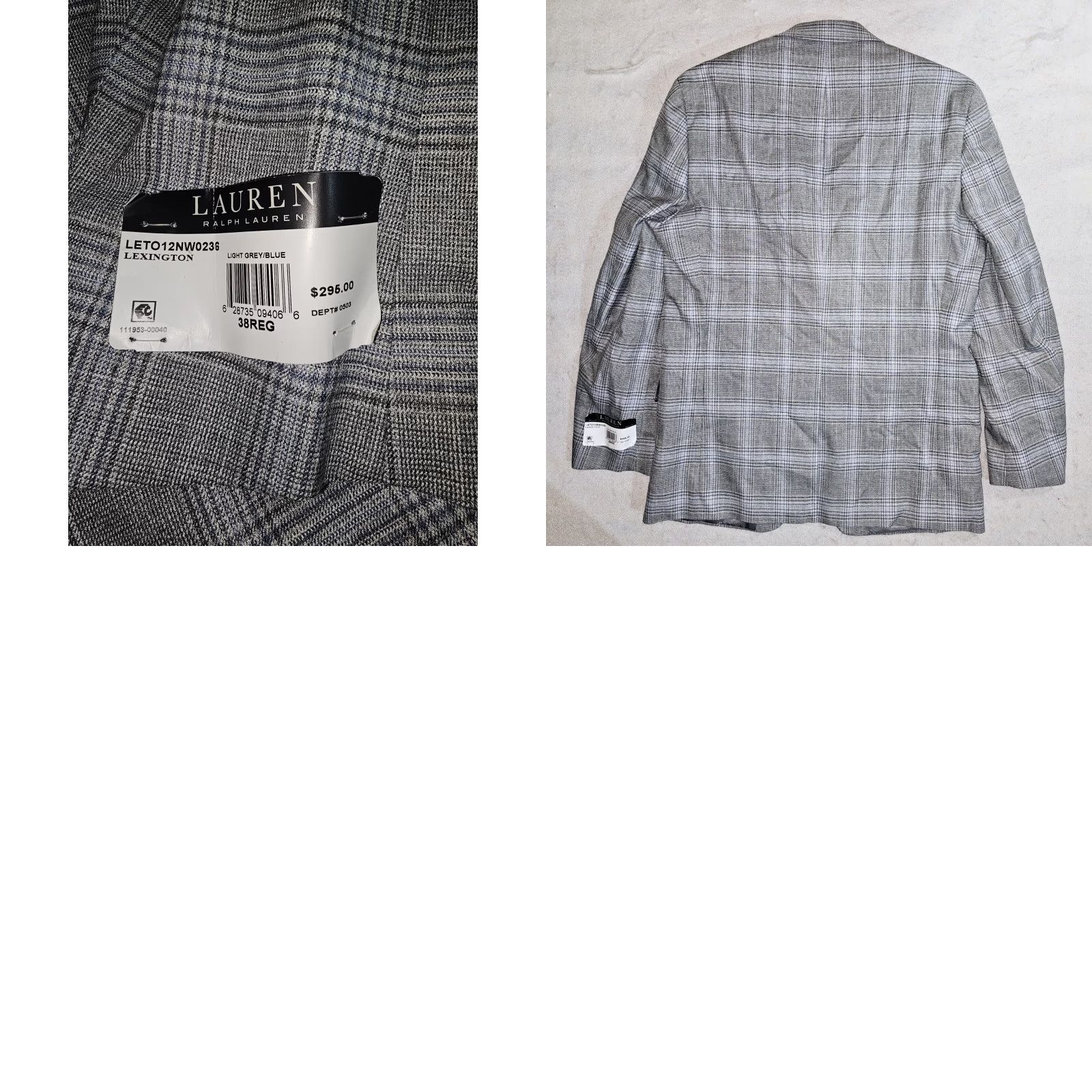 Ralph Lauren Ralph Lauren Men Blazer 38R Gray/Blue Ultraflex Lexington Suit Coat NWT Mens Size 38R - 8 Thumbnail