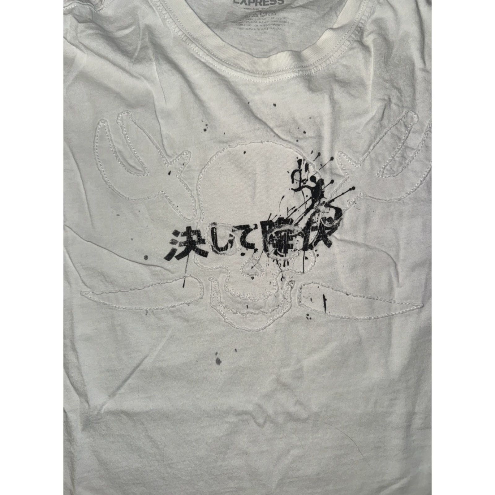 Express VINTAGE Express Men’s T-Shirt Skull White Medium 19x24 Shirts Mens White Skull Crossbones 90s Size US M / EU 48-50 / 2 - 2 Thumbnail