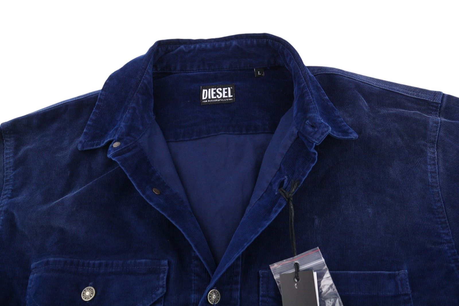 Diesel S-BUN-CORD L Washed Blue Corduroy Snap Shirt 41006 Size US L / EU 52-54 / 3 - 5 Thumbnail