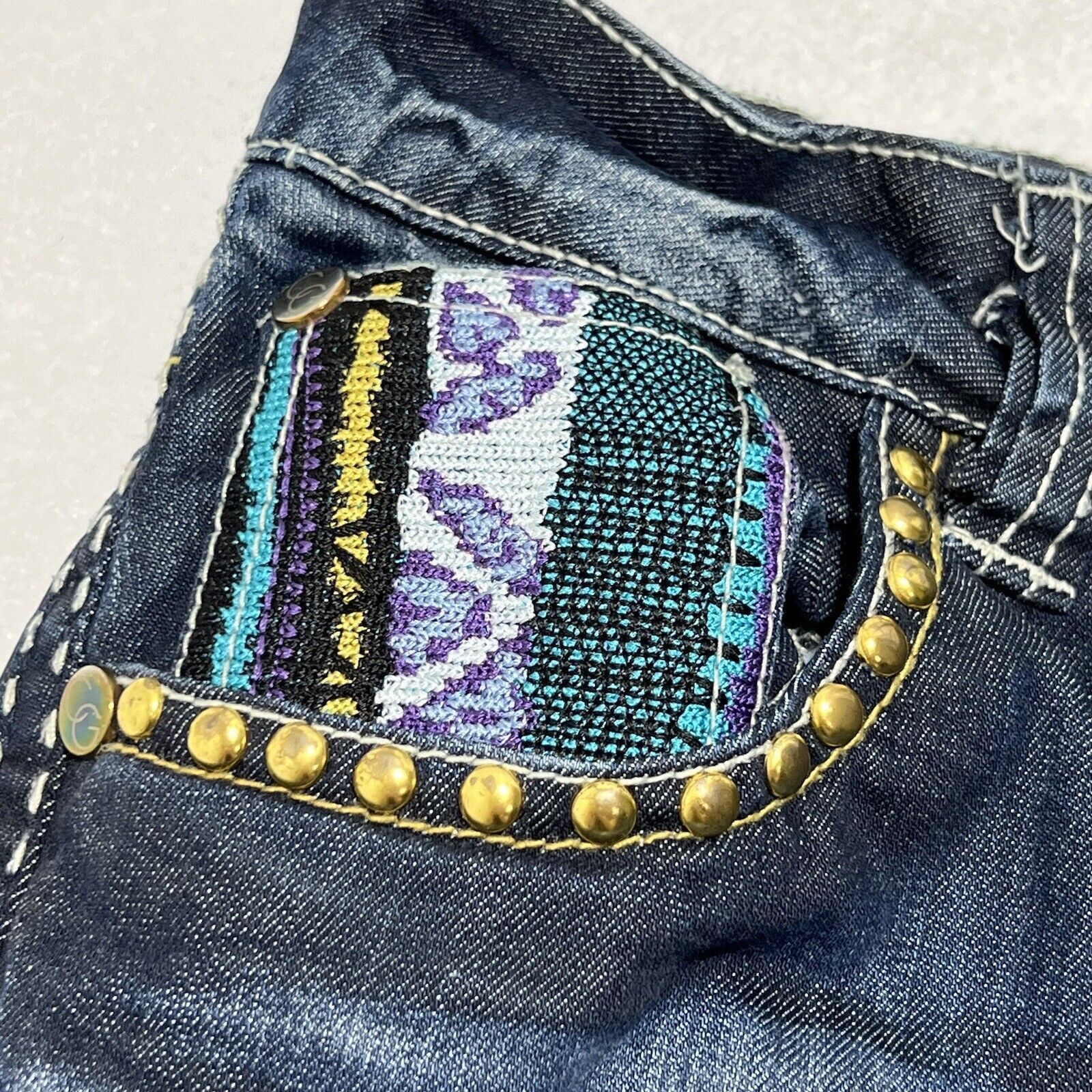 Coogi COOGI Straight Leg Rip Distressed Jeans Embroidery Studded Size 36" / US 14 / IT 50 - 5 Thumbnail