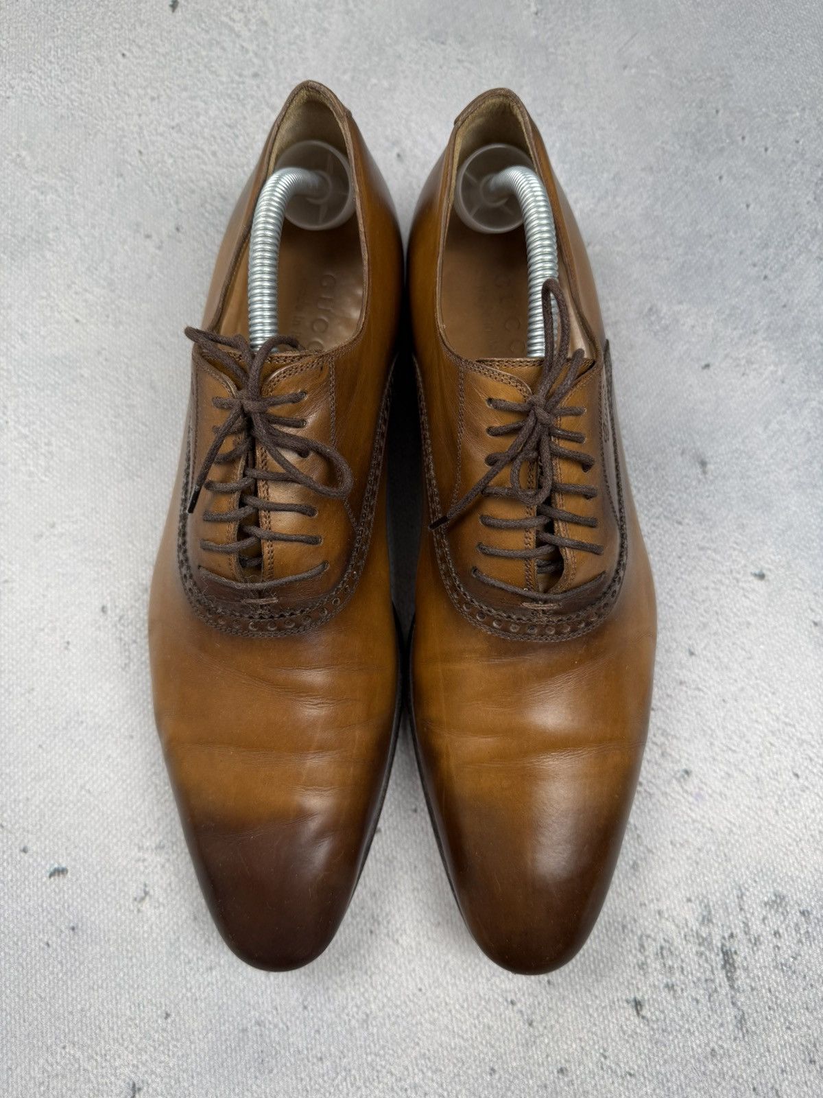 Gucci Gucci Vintage Burnished Brown Leather Oxford Dress Shoes Size US 8 / EU 41 - 8 Thumbnail