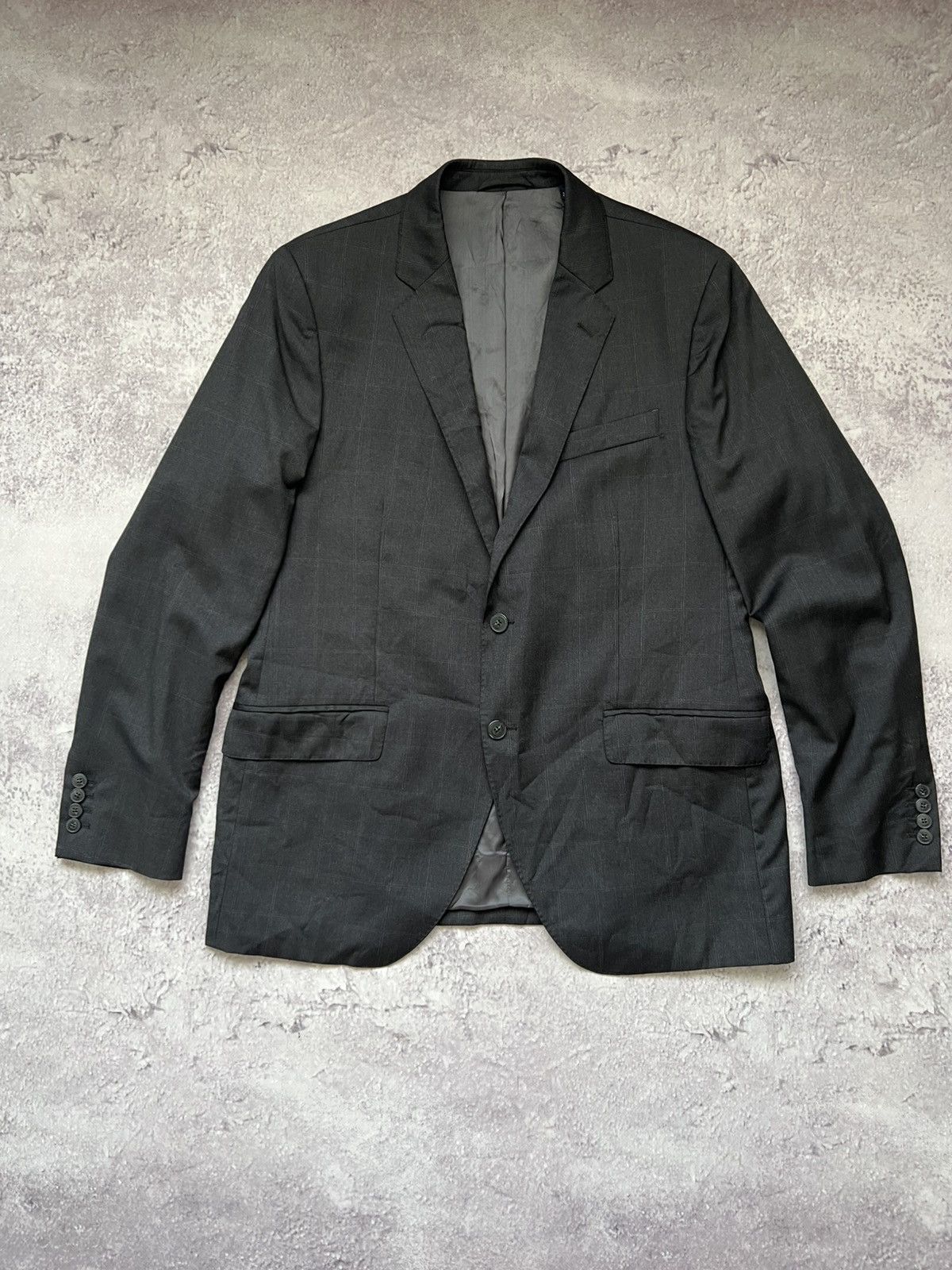 Hackett London Blazer Check 44R Charcoal Wool Jacket