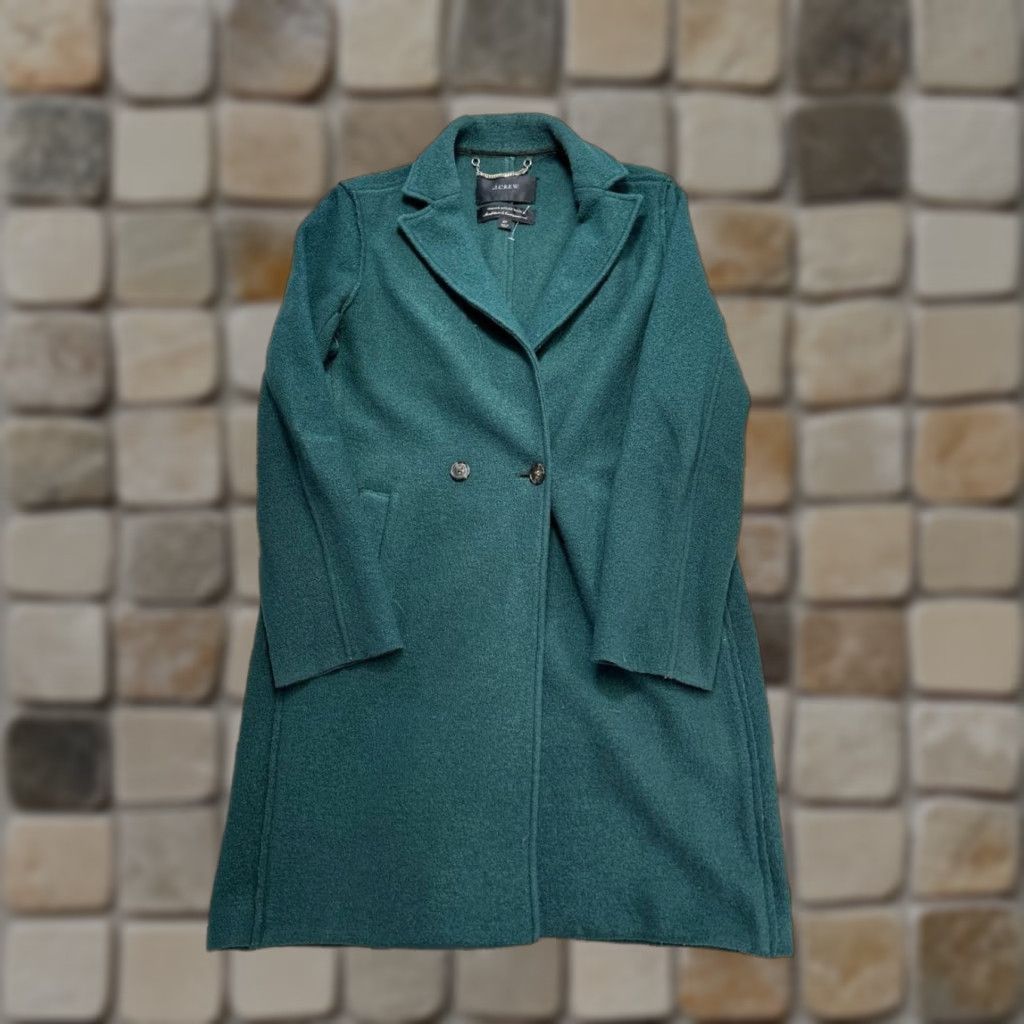 J.Crew J.CREW Overcoat Womens 2 Petite Green Wool Coat, Tweed, Button Closure, Long Sleeve, Dry Clean Only, Winter, Fall, Regular Fit, Green, Womens Size XS / US 0-2 / IT 36-38 - 1 Thumbnail