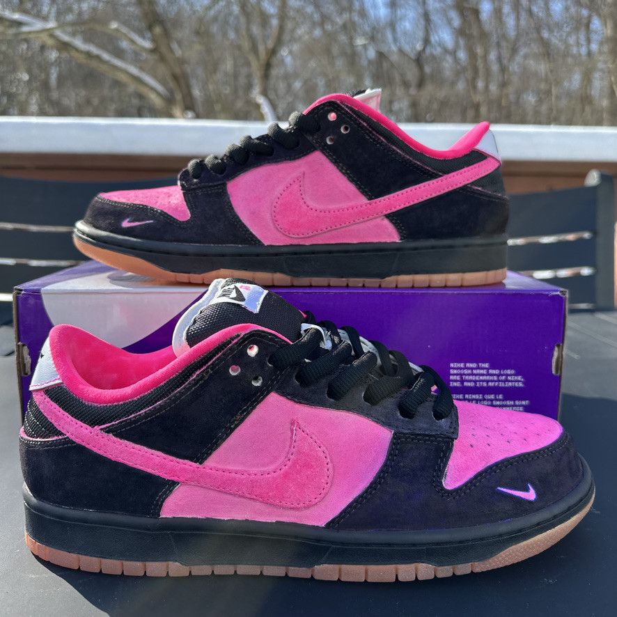Nike Sb Dunk Custom Night Blossom Suede - Black/Pink Size 10
