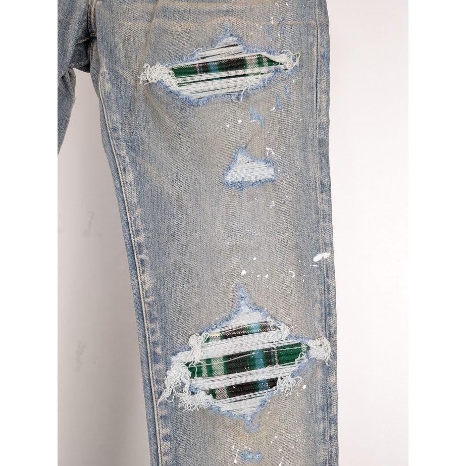Amiri o1rshd1 MX1 Plaid Jeans in Clay Indigo Size US 30 / EU 46 - 7 Thumbnail