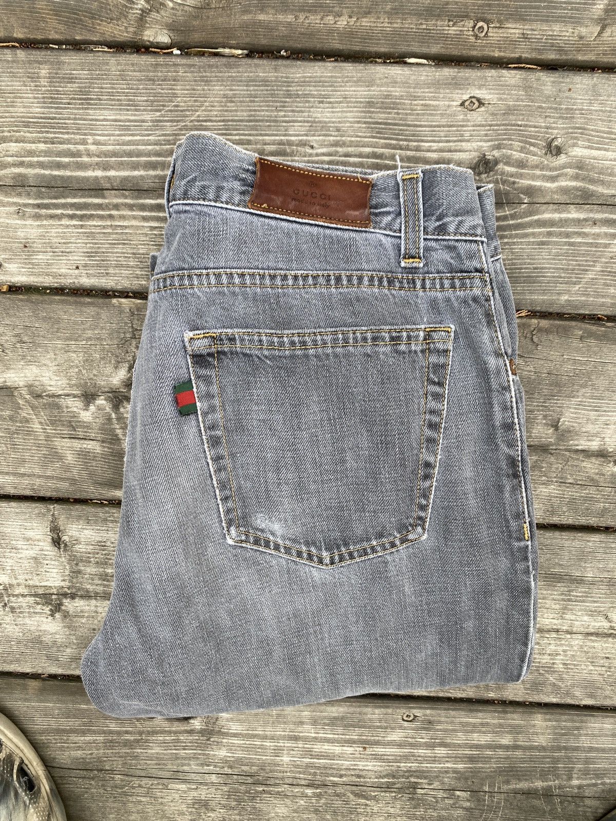 Gucci Gucci Jeans Size 34 Gray Leather Tab Size US 34 / EU 50 - 2 Thumbnail