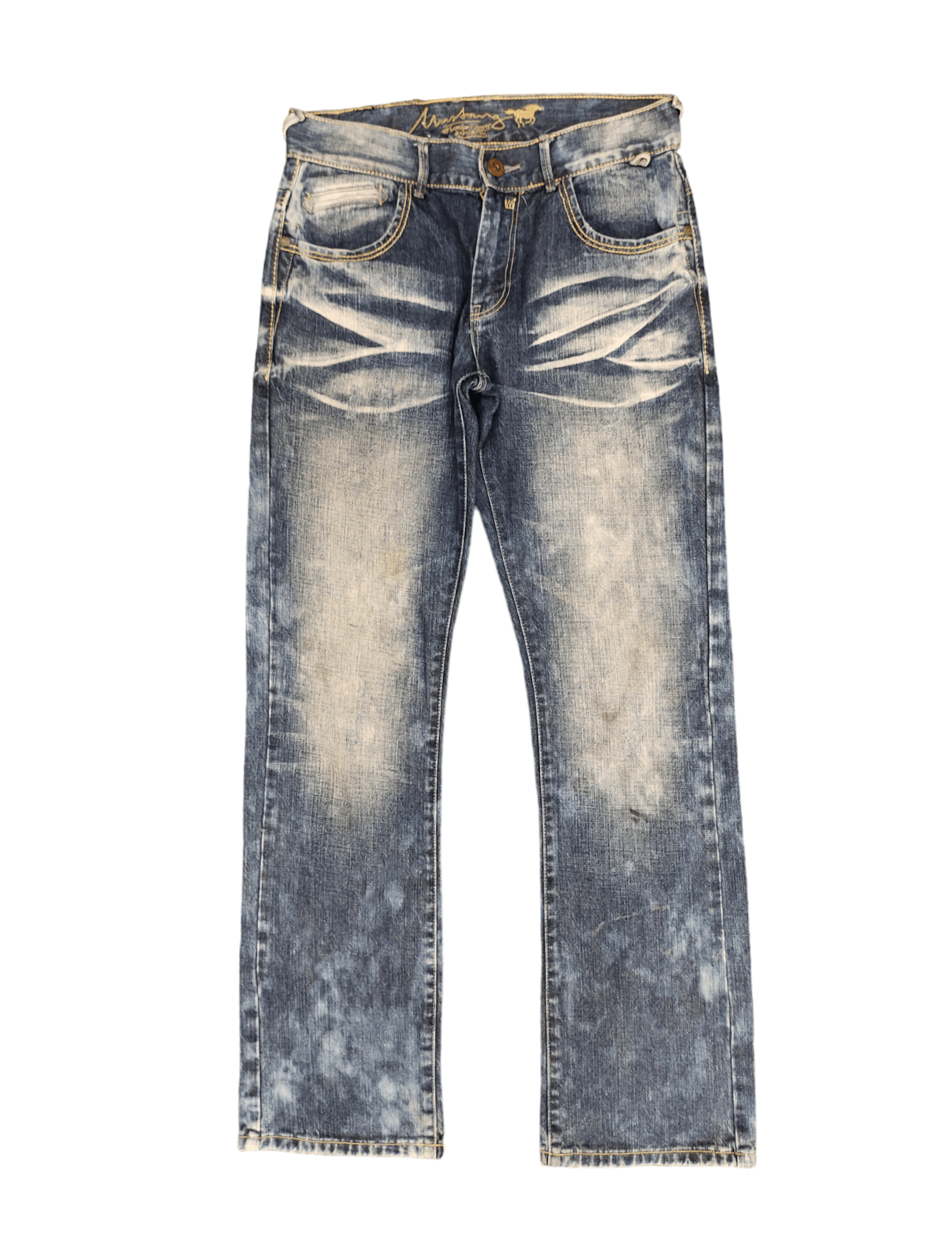 GOSTAR DE FUGA Vintage Y2k Mustang Clawmark Faded Denim Pants Size US 31 - 1 Thumbnail