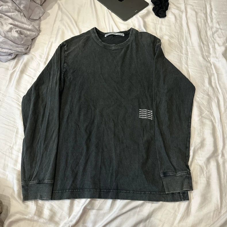 Alexander Wang Alexander Wang Acid Wash Long Sleeve T-Shirt- Size S / US 4 / IT 40 - 1 Thumbnail