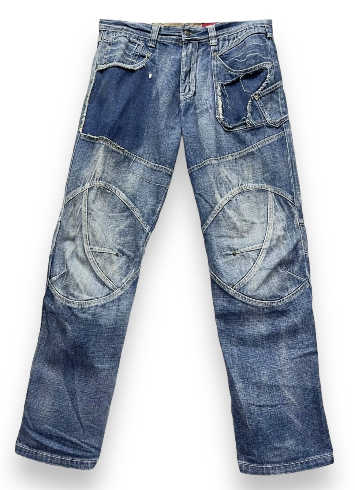 Jean FYE🔥TOUGH JEANSMITH Designer Distressed Bartack Denim Pants Size US 34 / EU 50 - 1 Thumbnail