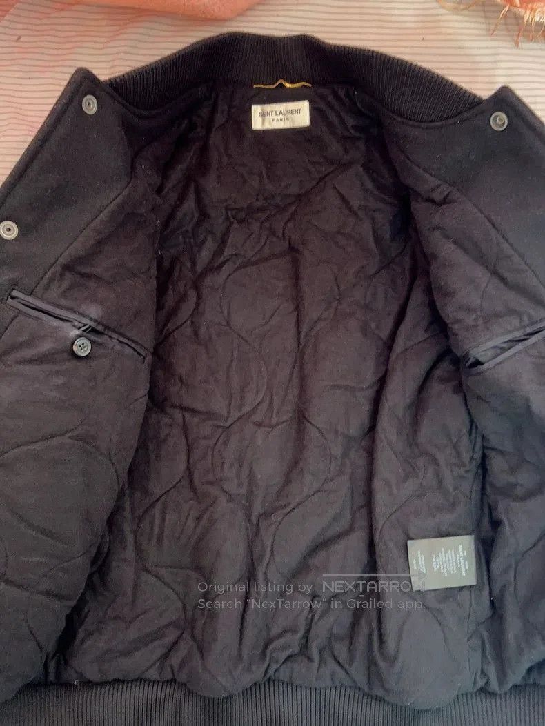 Saint Laurent Paris Saint Laurent Leather Sleeve Varsity Jacket. Size US XS / EU 42 / 0 - 3 Thumbnail
