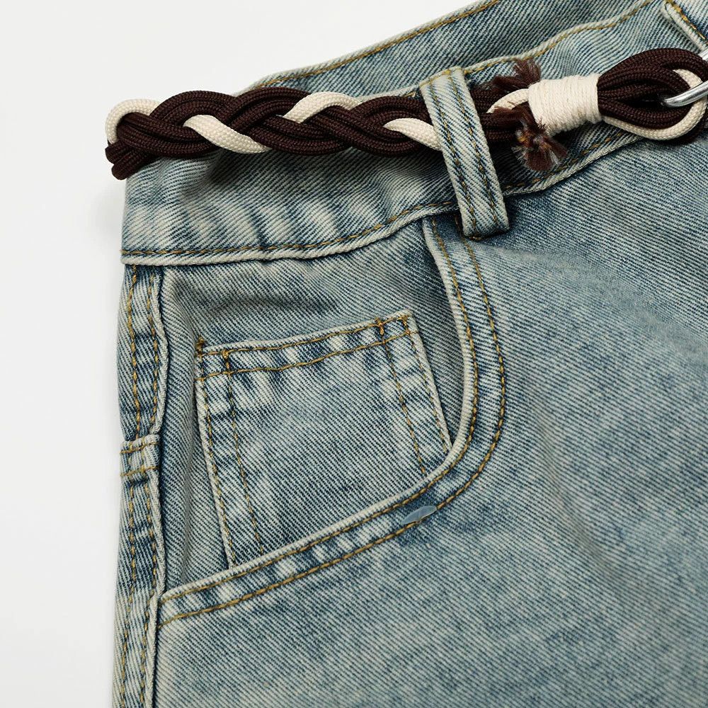 Jean American high street washed distressed scimitar jeans Size US 32 / EU 48 - 4 Thumbnail