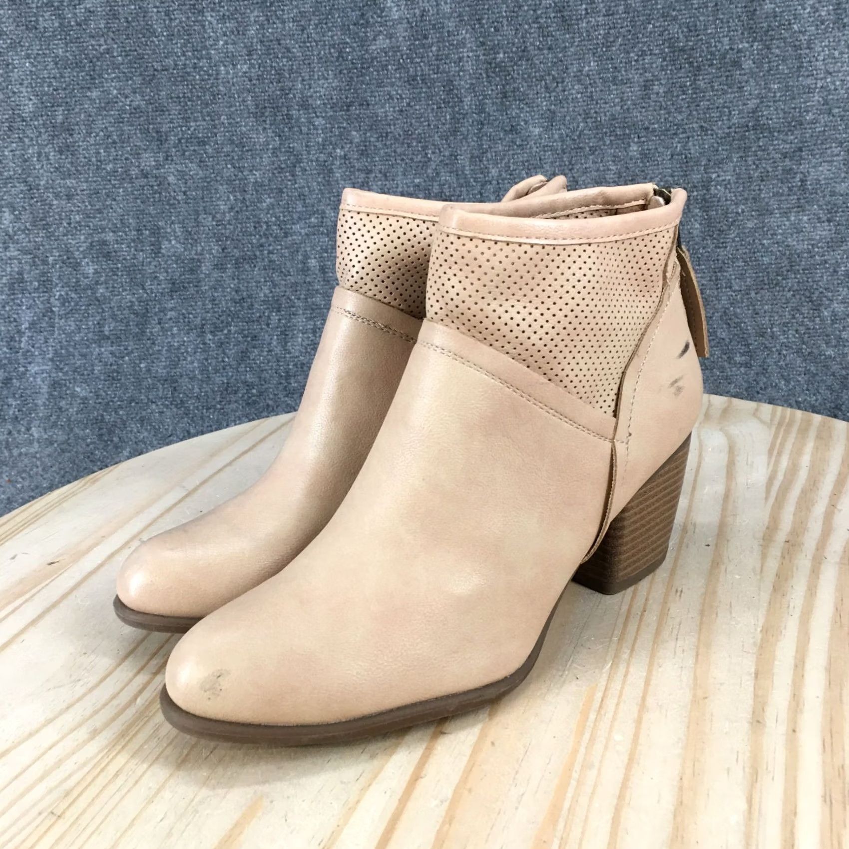 Vintage White Mountain Boots Womens 9.5 M Galveston Ankle Bootie Tan Faux Leather Block Footwear Casual Everyday Boots Womens 9.5 M Brown Boots Size US 10 / IT 40 - 7 Thumbnail