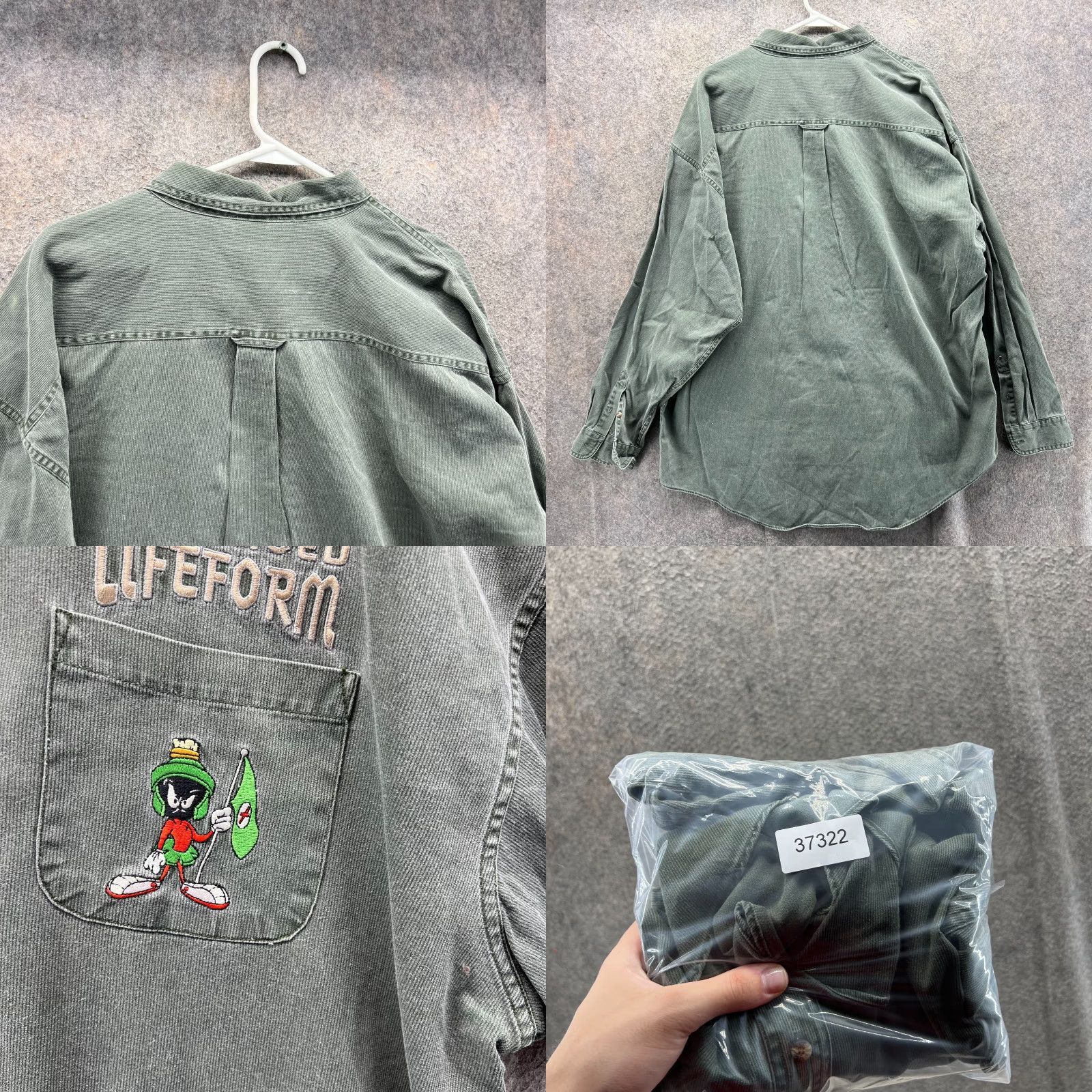 Vintage VINTAGE Warner Bros. Marvin the Martian Shirt Men 2XL Green Corduroy Button-Up Long Sleeve Size US XXL / EU 58 / 5 - 8 Thumbnail