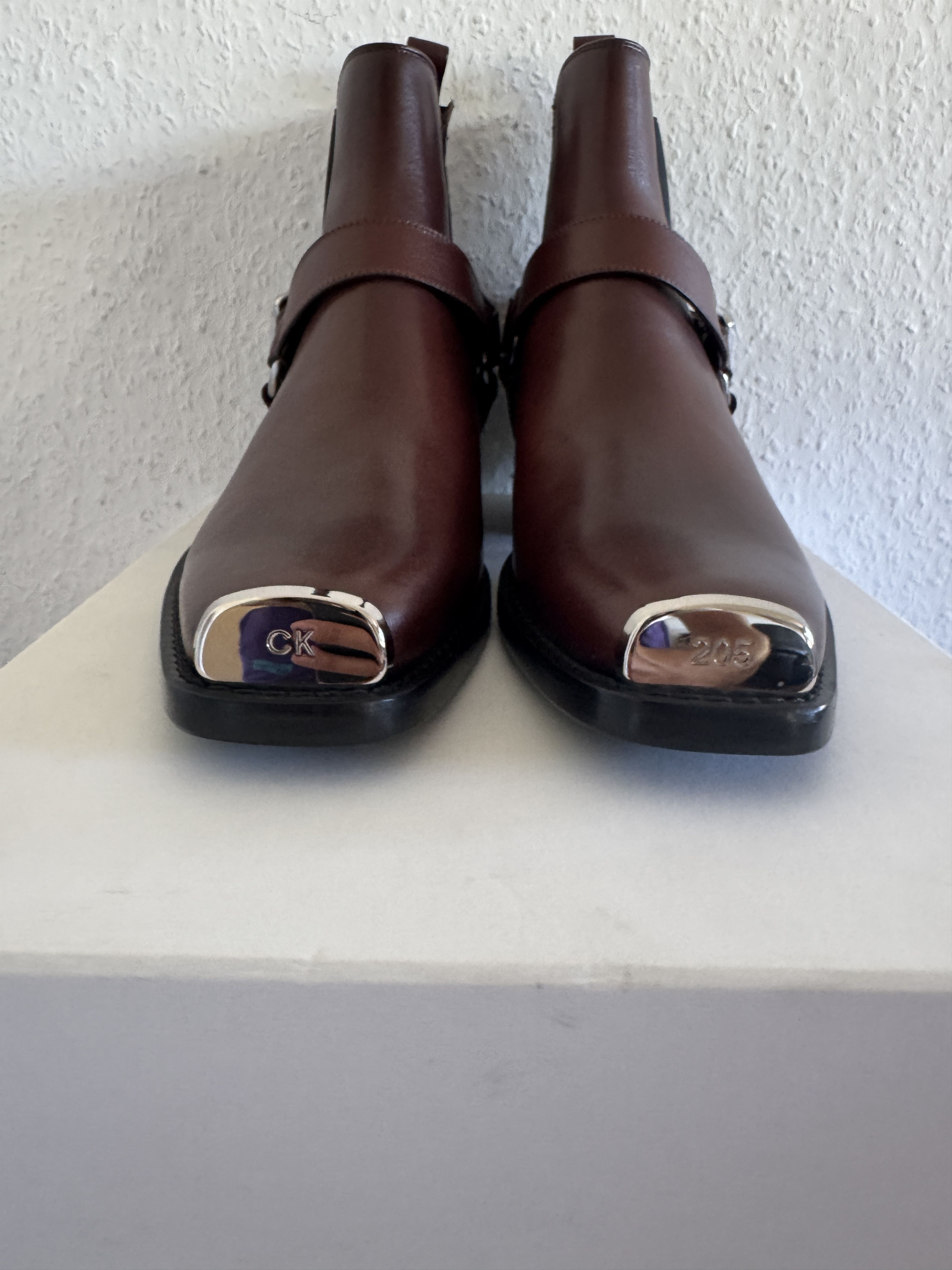 Brown Leather Harness Boots