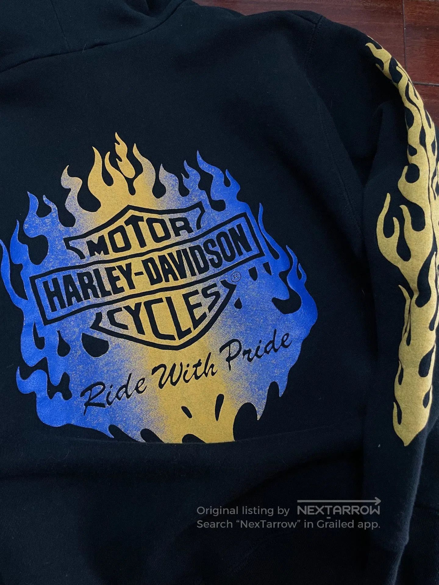 Vintage Vintage 90s Harley Davidson Flame Hoodie. Size US M / EU 48-50 / 2 - 3 Thumbnail