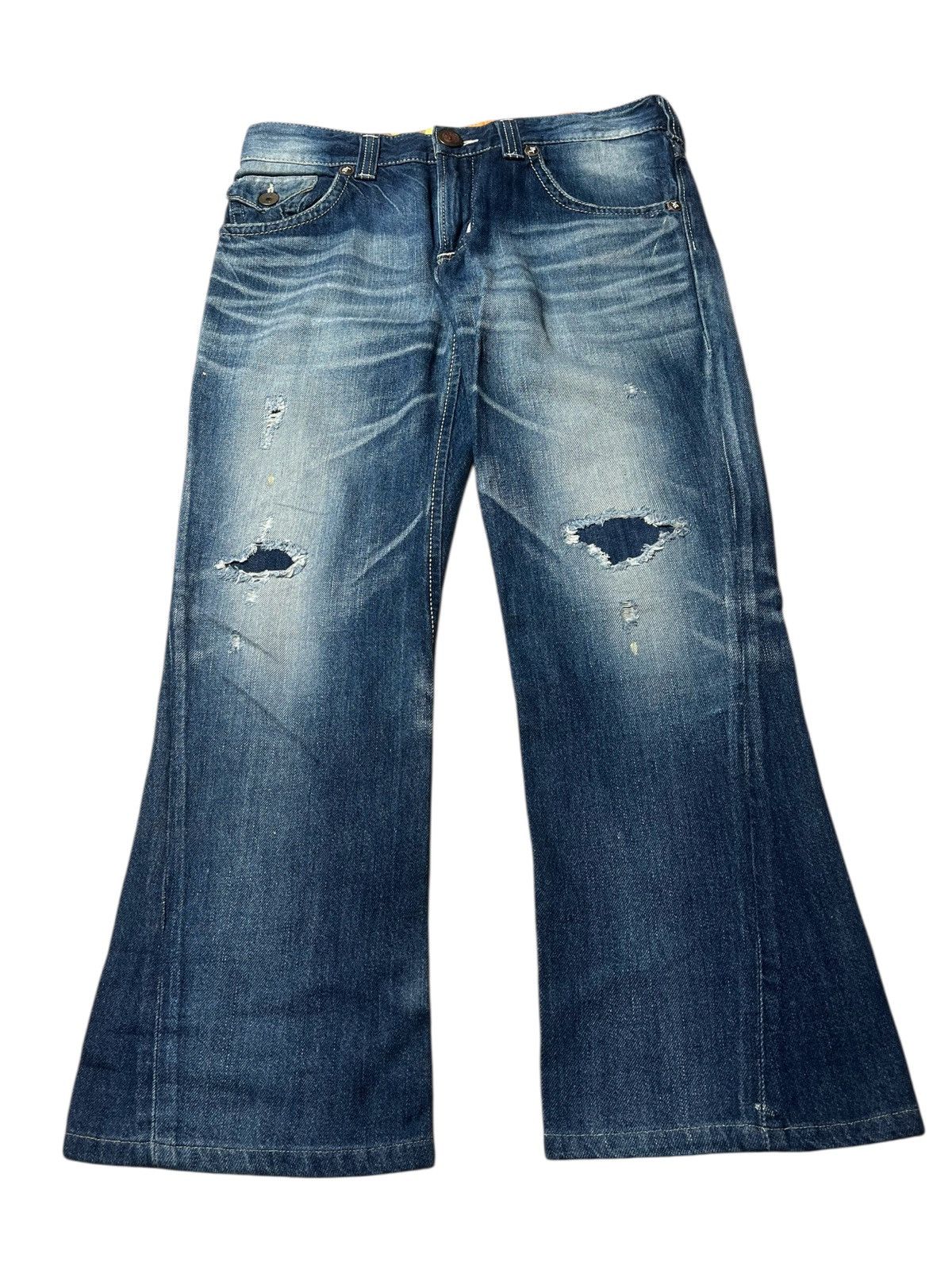 Edwin Flare Very Rare Edwin Blue Trip Distressed Pants Size US 32 / EU 48 - 1 Thumbnail
