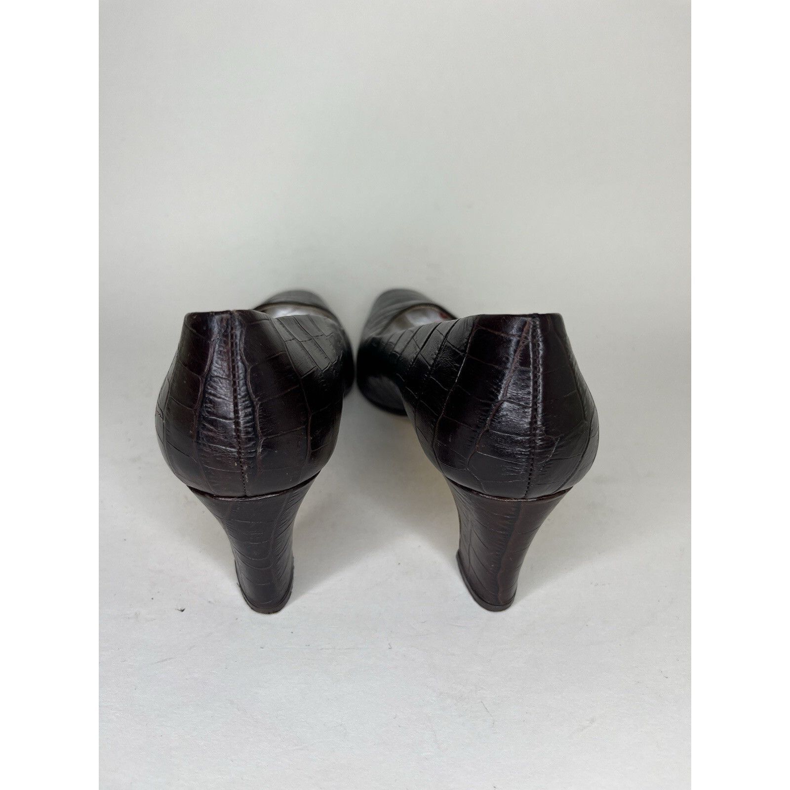 Aigner Etienne Aigner Brown Leather Croc Embossed Heels Women Size Size US 9 / IT 39 - 13 Thumbnail