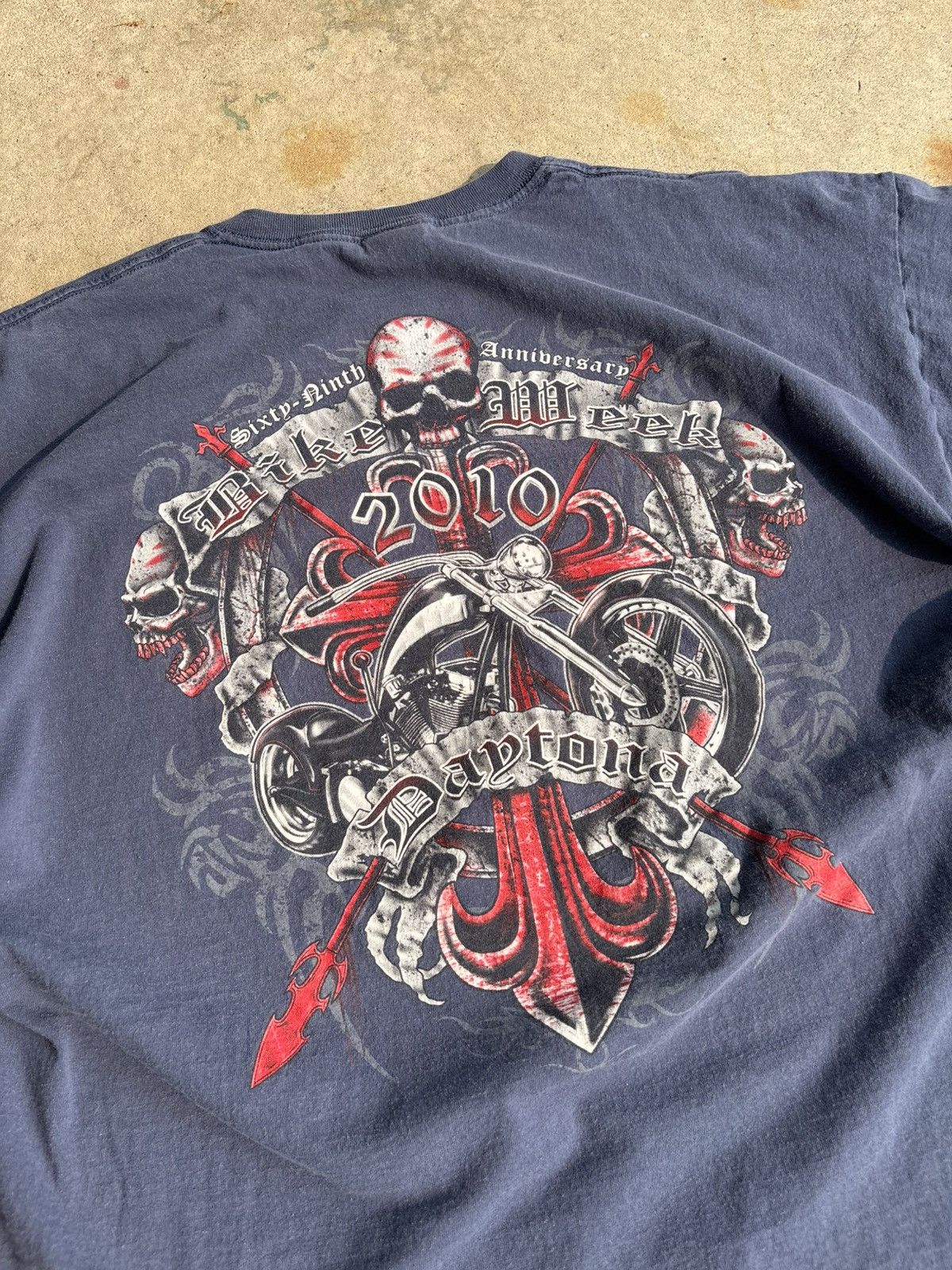 Other Crazy Y2K Grunge Daytona Bike Week 2010 Pastel Navy Tee Size US XL / EU 56 / 4 - 5 Thumbnail